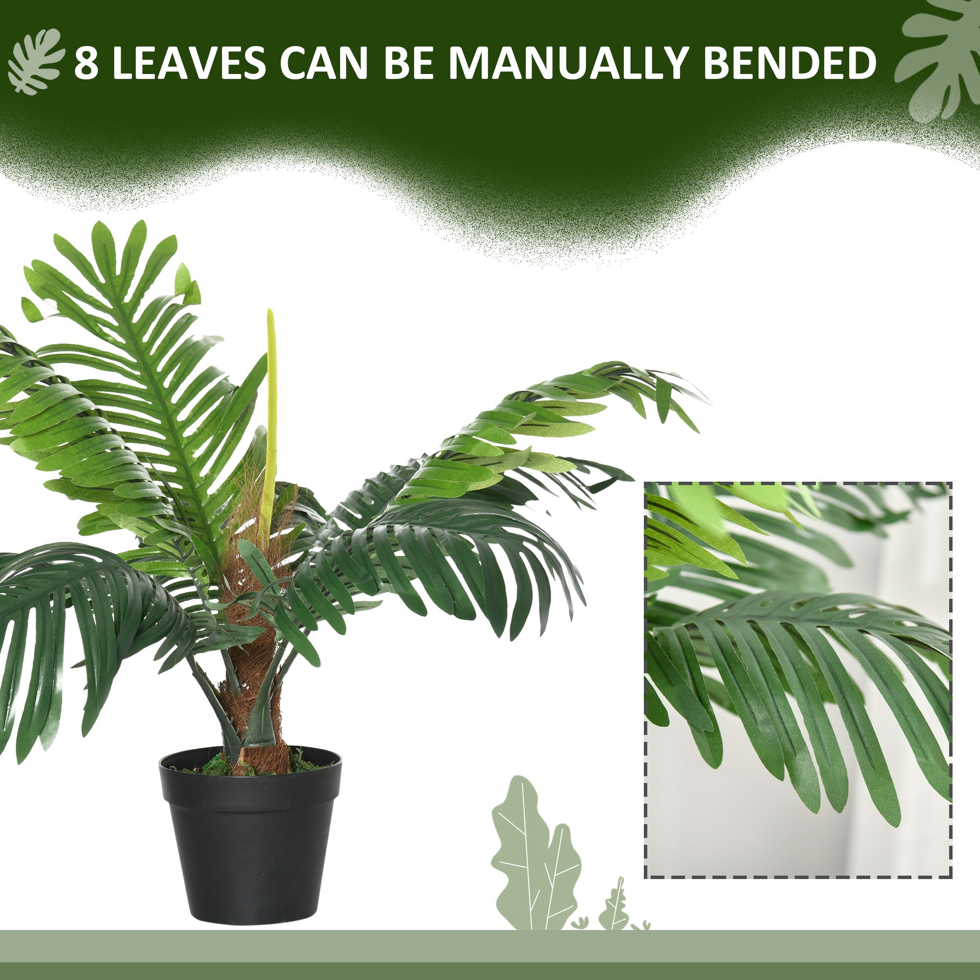 Outsunny 2 Pack 60cm Artificial Palm Tree Decorative Plant with Nursery Pot, Fake Tropical Tree for Indoor Outdoor Décor - North Peak Garden Furniture