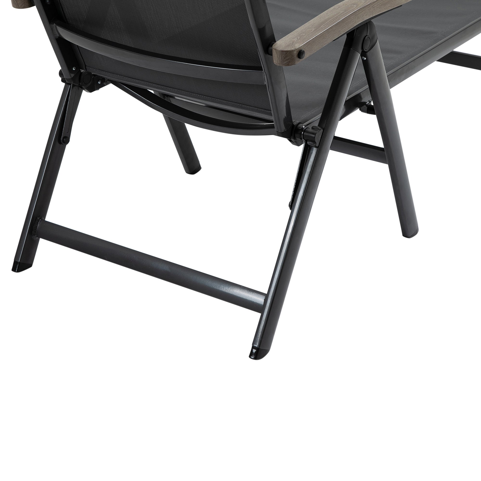Outsunny Outdoor Folding Sun Lounger, 5-Position Adjustable Chaise Lounge Chair with Aluminium Frame for Patio, Pool and Garden, Grey - North Peak Garden Furniture