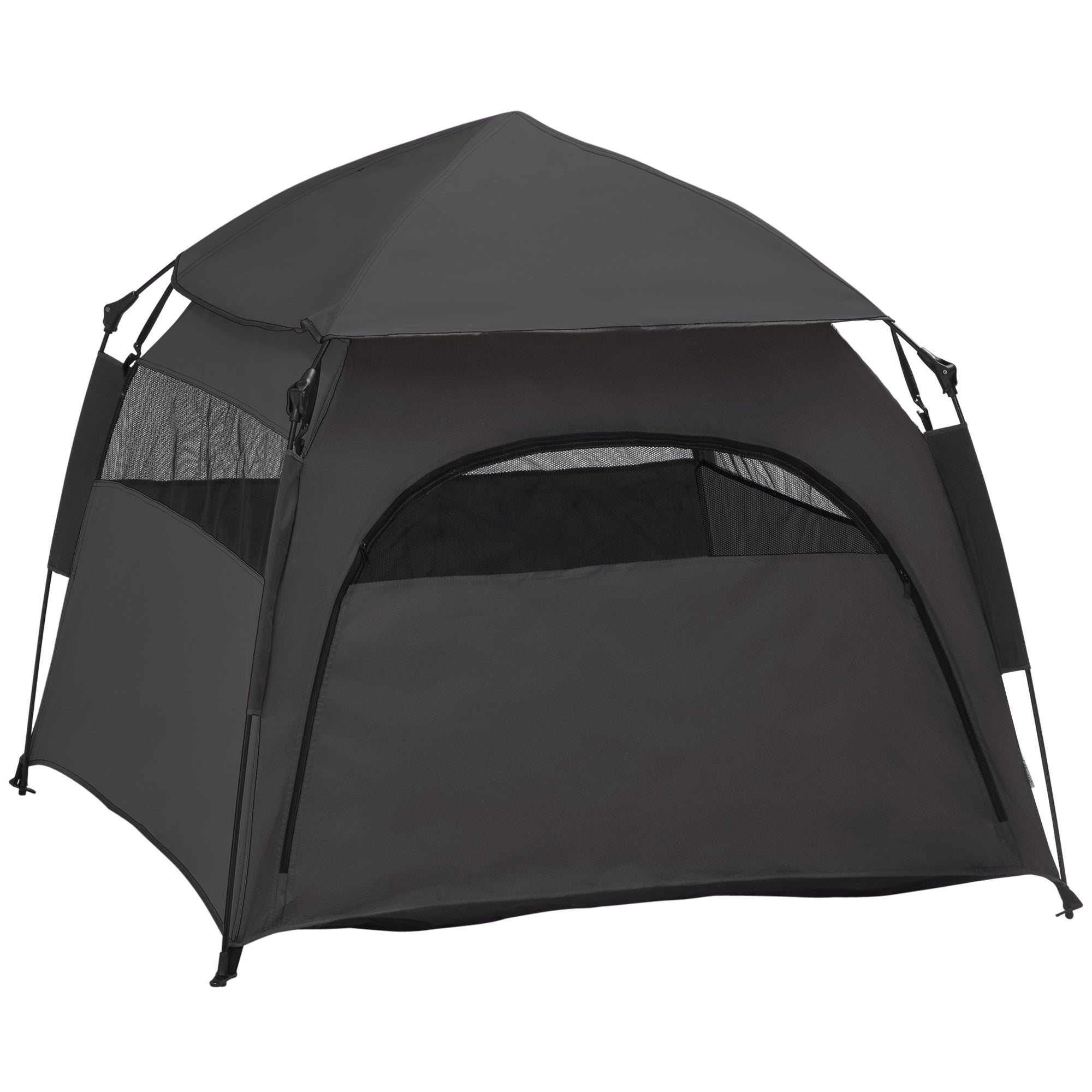 PawHut Foldable Dog Cat Tent with Waterproof Oxford, Carry Bag for Extra Large Dog, Charcoal Grey - North Peak Garden Furniture