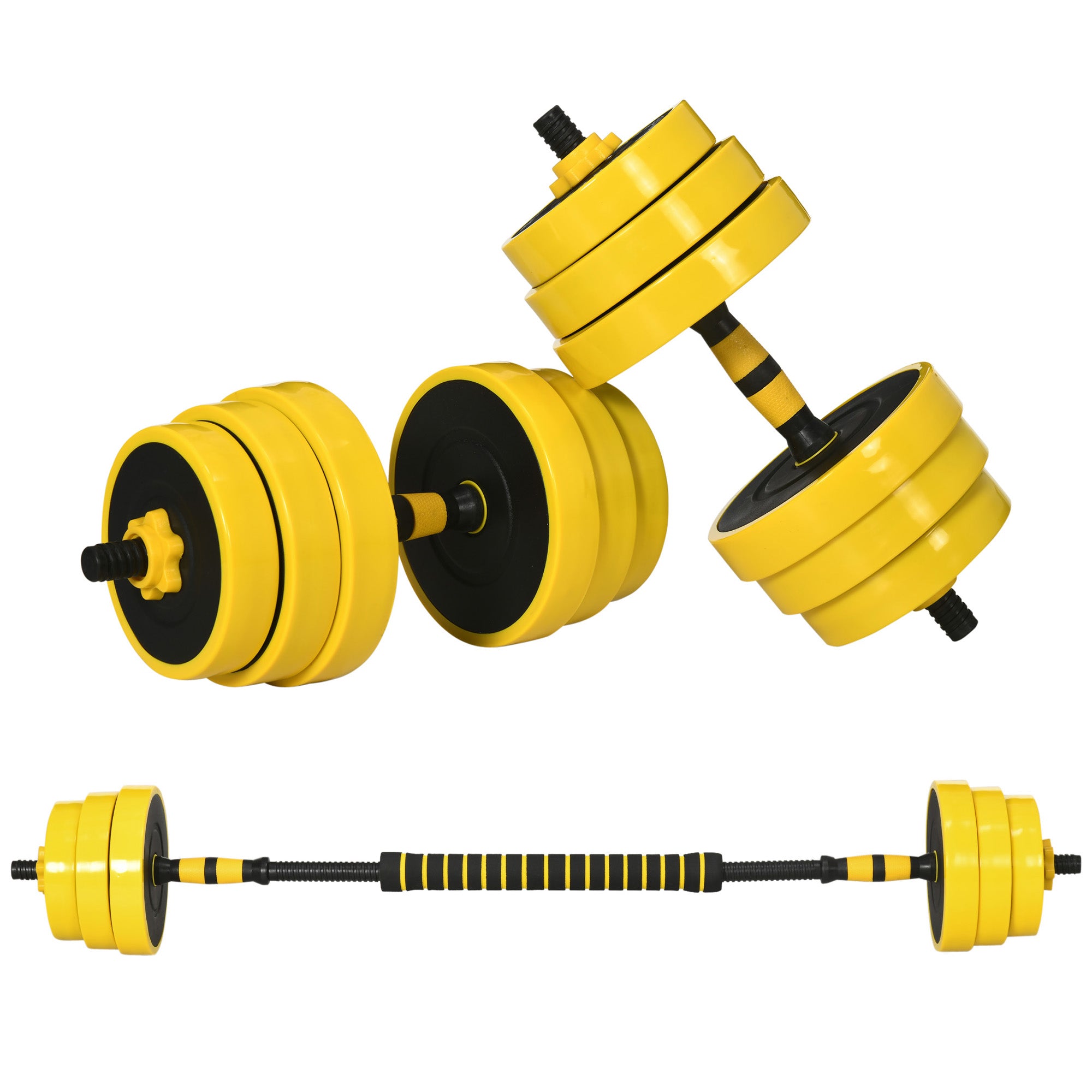 HOMCOM 30KG Dumbbell & Barbell Adjustable Set Plate Bar Clamp Rod Home Gym Sports Area Exercise Ergonomic - North Peak Garden Furniture