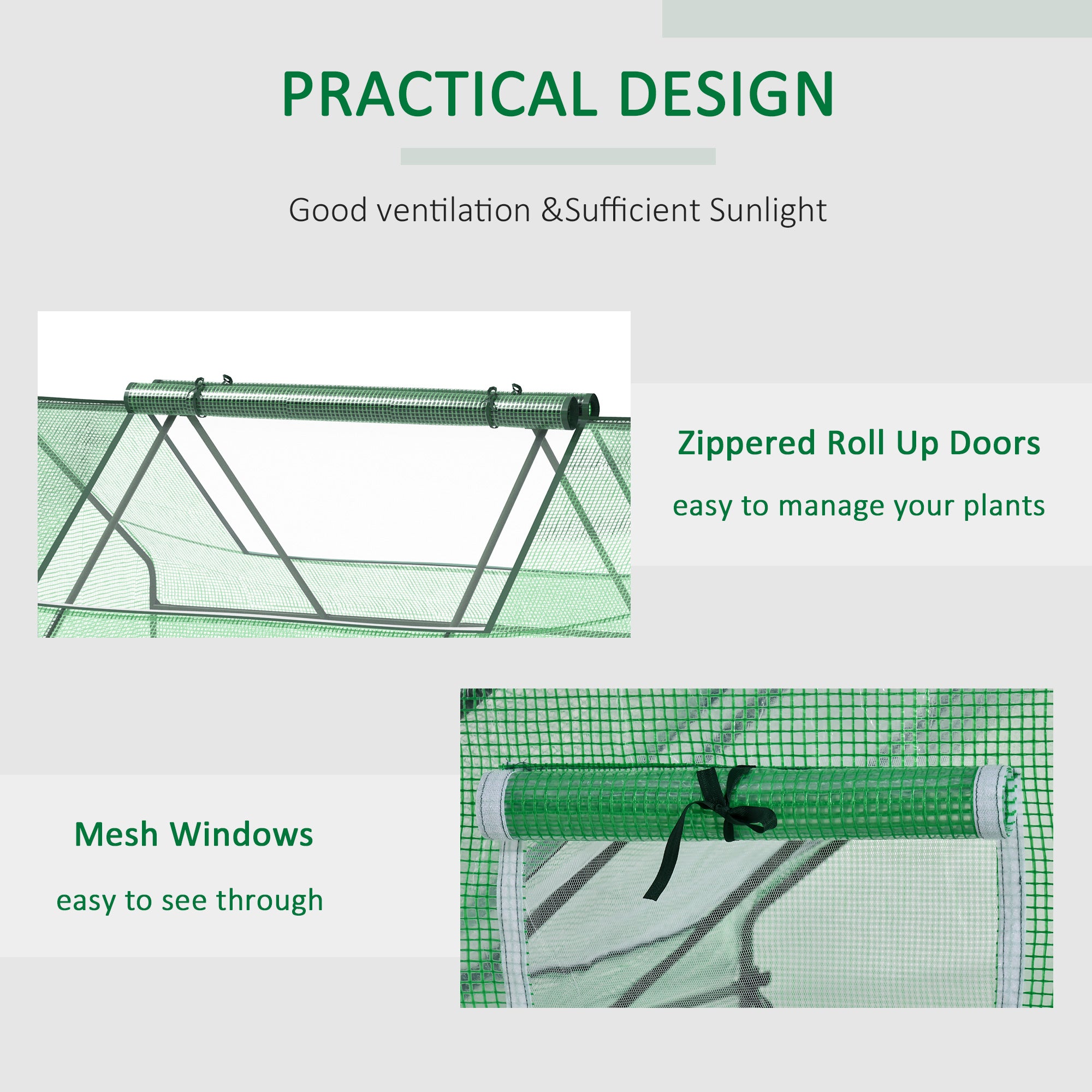 Outsunny Mini Greenhouse, Portable Garden Small Greenhouse with Zipped Windows and Door, 180 x 140 x 80cm, Dark Green - North Peak Garden Furniture