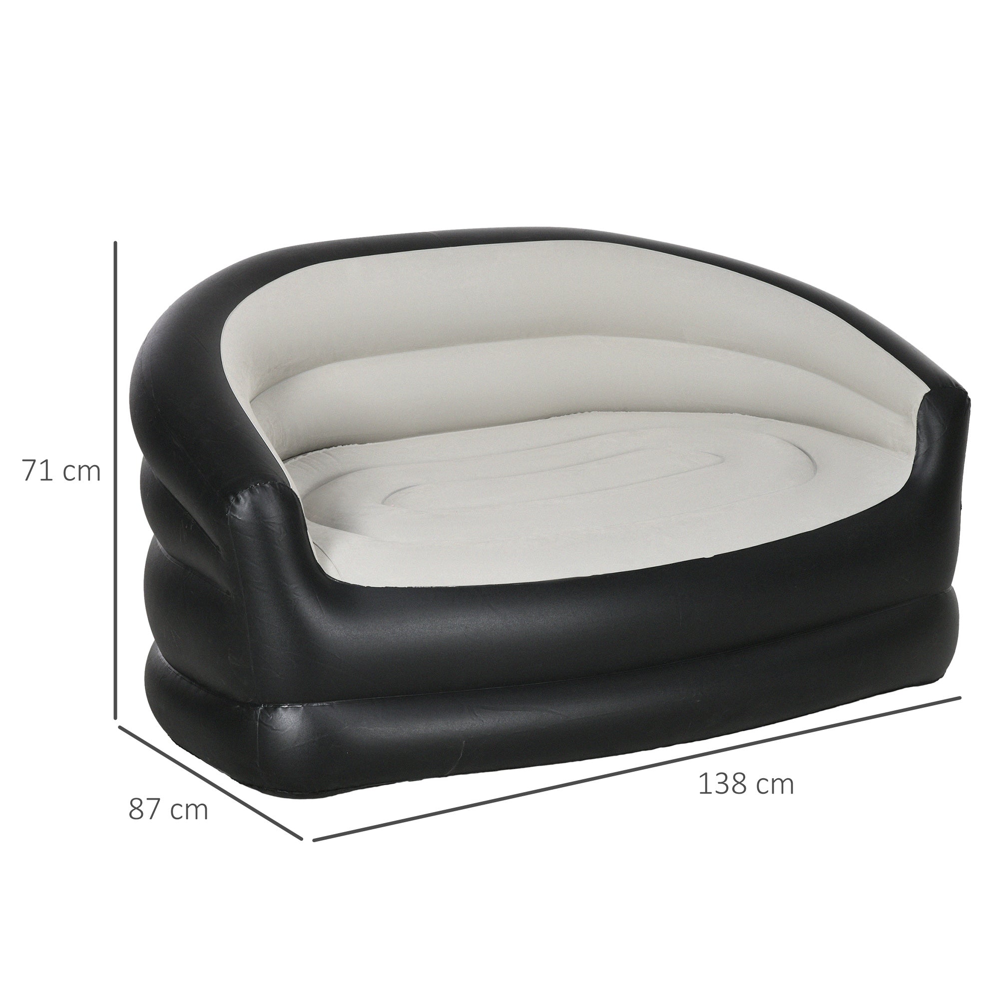 Outsunny Double Inflatable Seat - Grey/Black - North Peak Garden Furniture