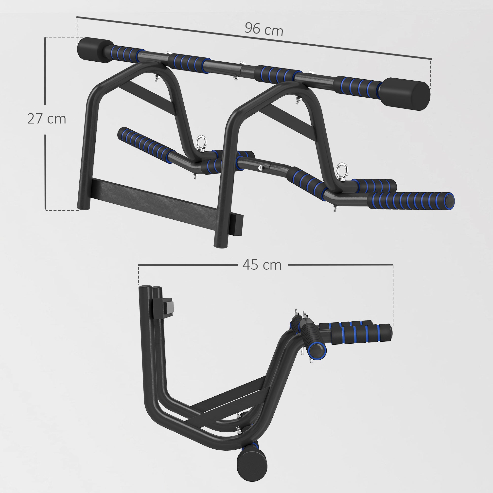 SPORTNOW Doorway Multi-Grip Pull Up Bar with Non-Slip Grips, Chin Up Bar with Anti-Fall Slot for Indoor Gym Upper Body Workout - North Peak Garden Furniture