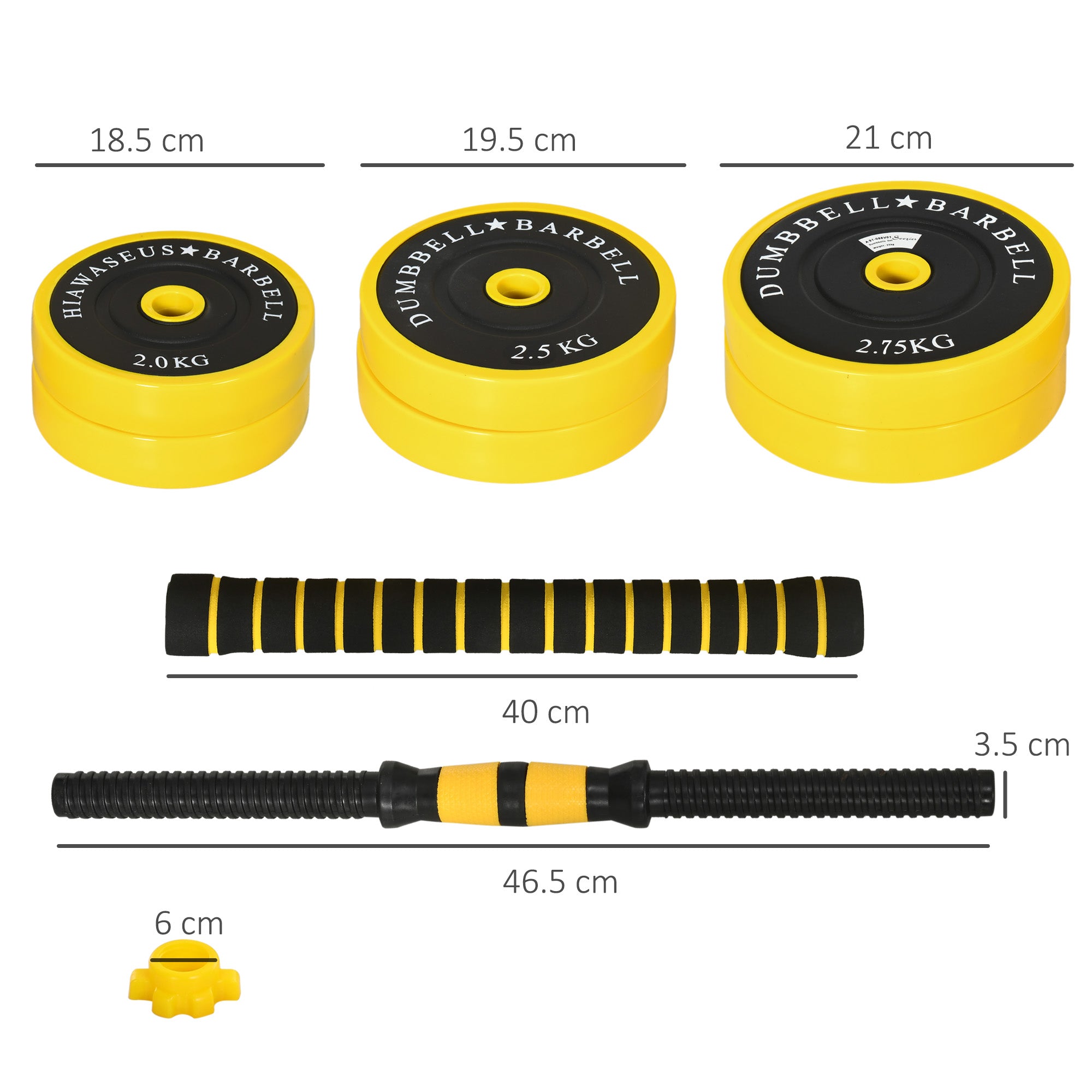 HOMCOM 30KG Dumbbell & Barbell Adjustable Set Plate Bar Clamp Rod Home Gym Sports Area Exercise Ergonomic - North Peak Garden Furniture
