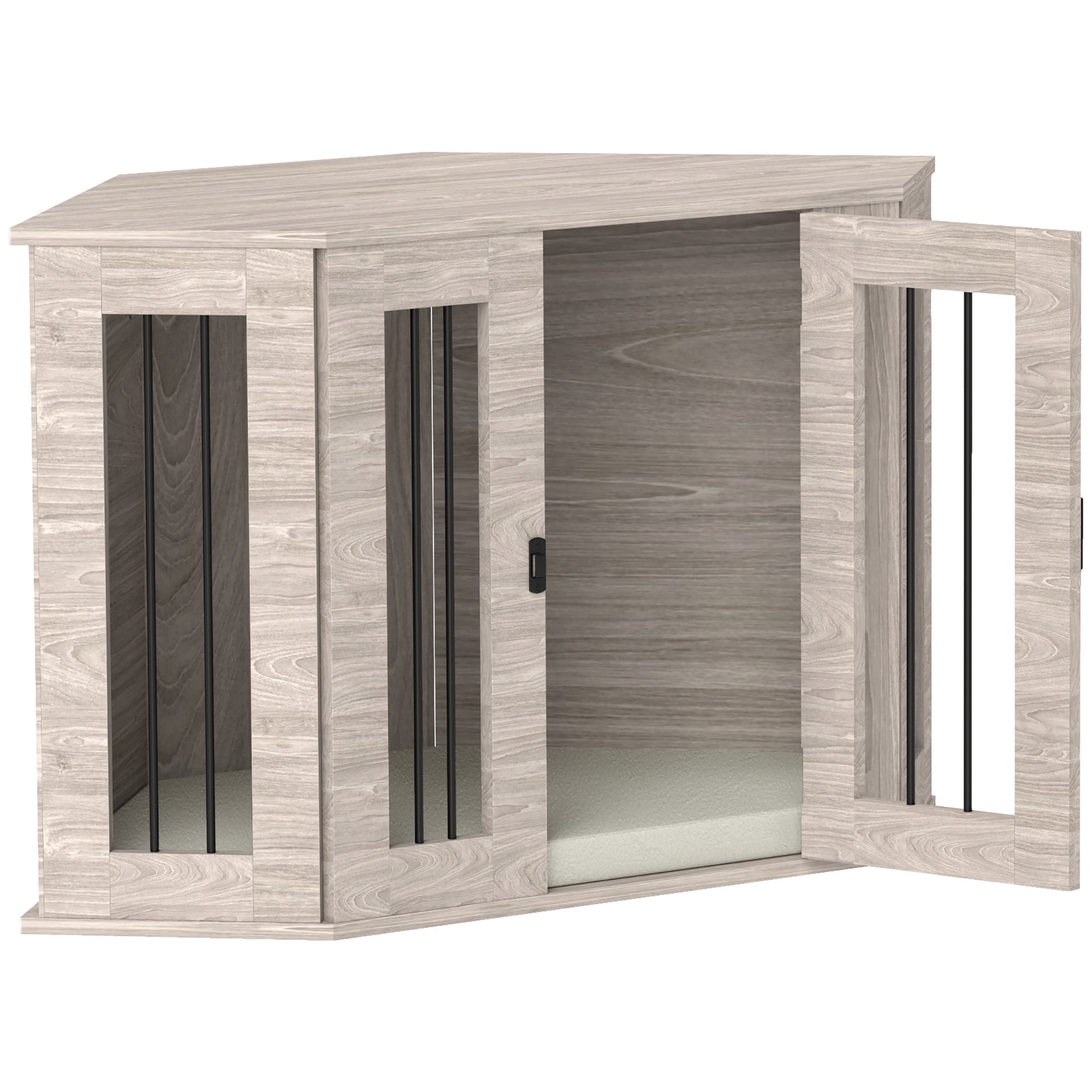 PawHut 2 in 1 Dog Crate Furniture Side Table, with Cushion, 104 x 55 x 63cm - Walnut Brown - North Peak Garden Furniture