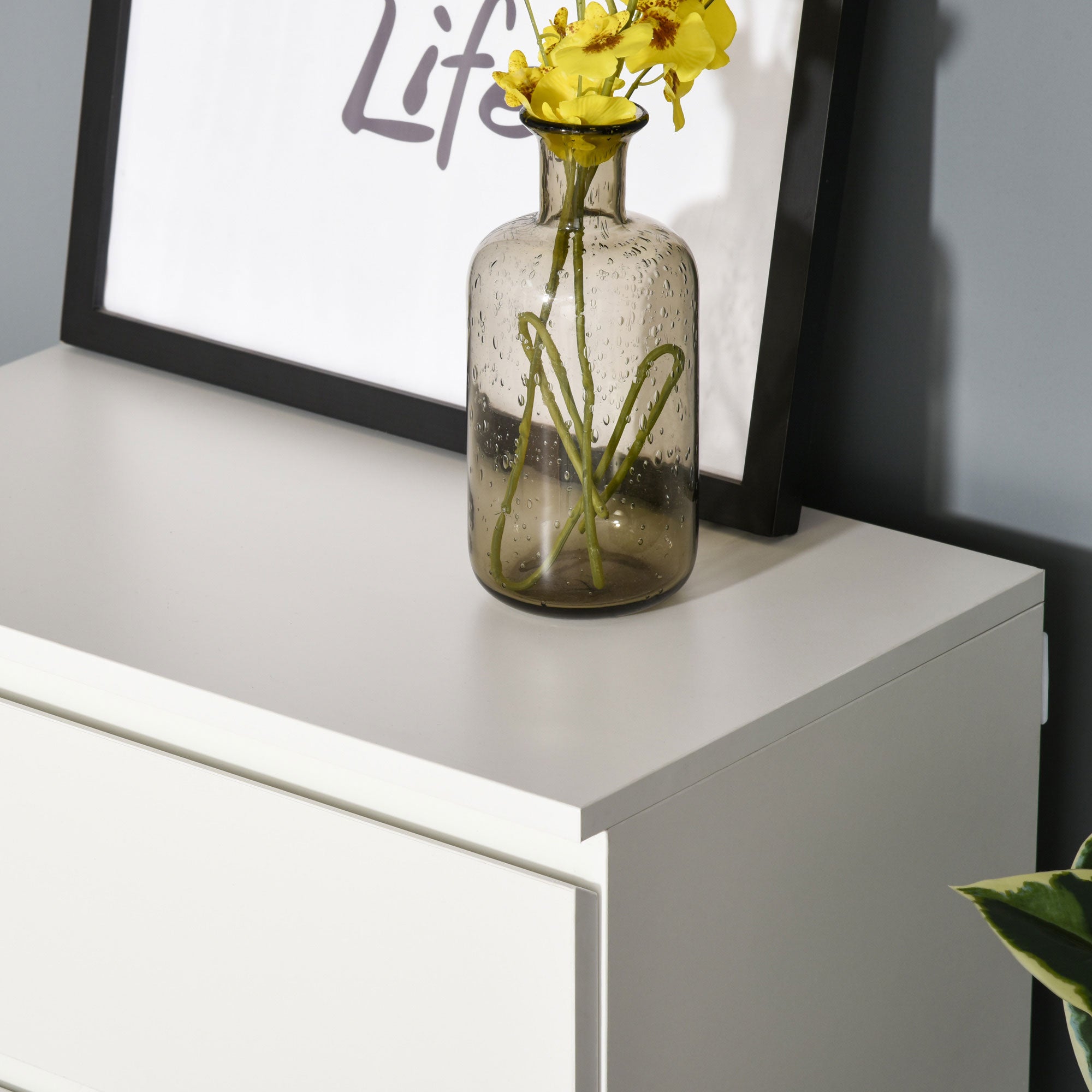 HOMCOM Chest of Drawers, 5 Drawers Storage Cabinet Floor Tower Cupboard for Bedroom Living Room, White - North Peak Garden Furniture