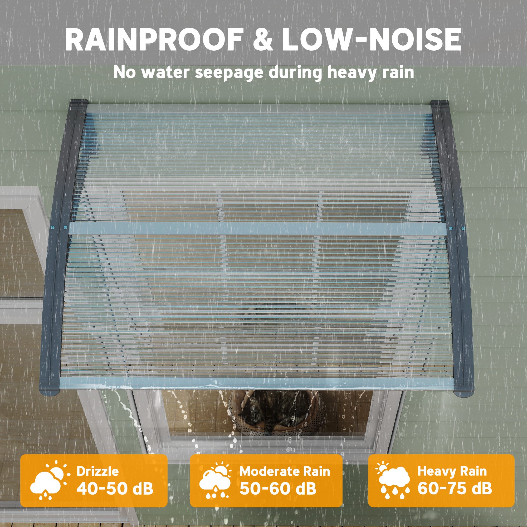 Outsunny Door Canopy Awning Outdoor Window Rain Shelter Cover for Front/Back Door Porch Clear 100 x 75cm