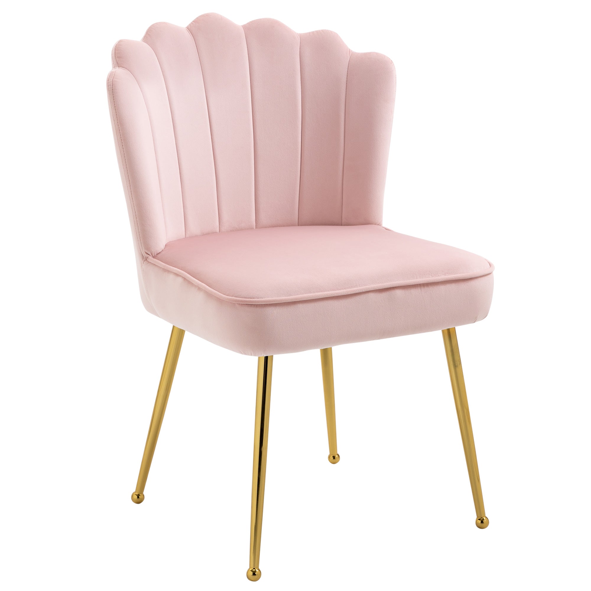 HOMCOM Velvet-Feel Shell Accent Chair - Pink - North Peak Garden Furniture