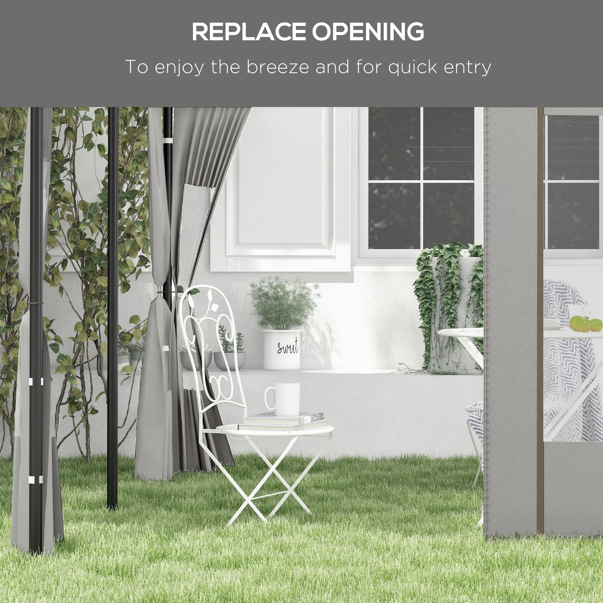 Outsunny Set of Two 295cm Replacement Canopy Walls - Grey - North Peak Garden Furniture