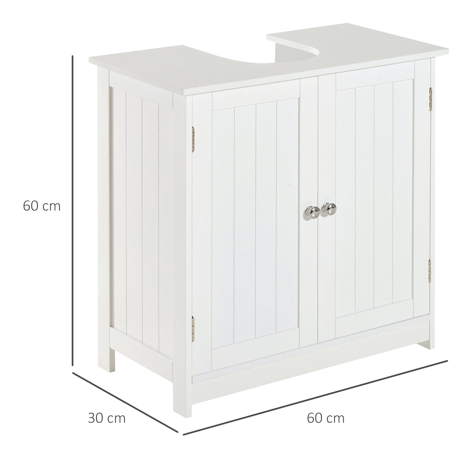 HOMCOM Under Sink Bathroom Storage Cabinet 2 Layers Vanity Unit Wooden - White