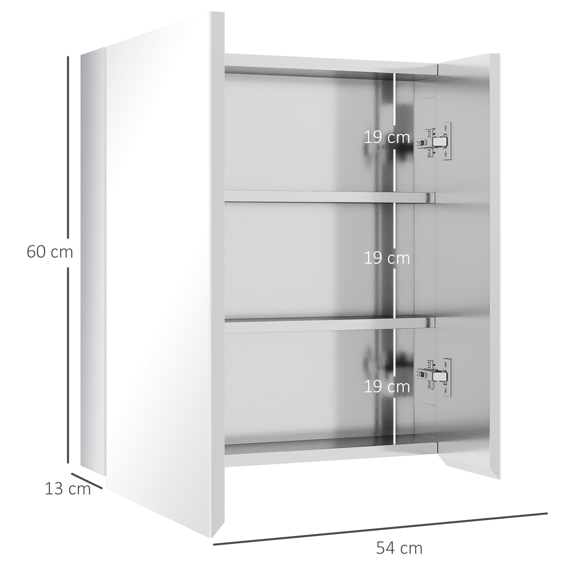 kleankin Bathroom Mirror Cabinet, Wall Mounted Medicine Cabinet with Hinged Door, Storage Shelves for Laundry Room