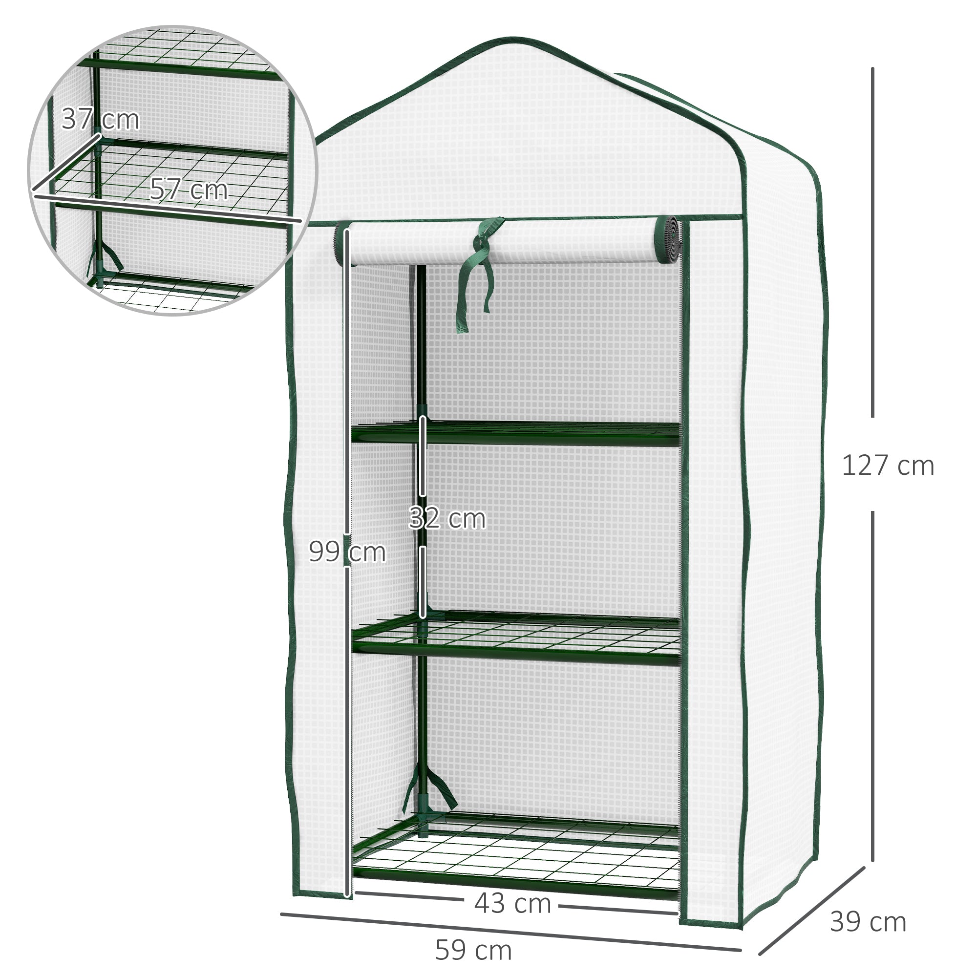 Outsunny Three-Tier Mini Greenhouse - White - North Peak Garden Furniture