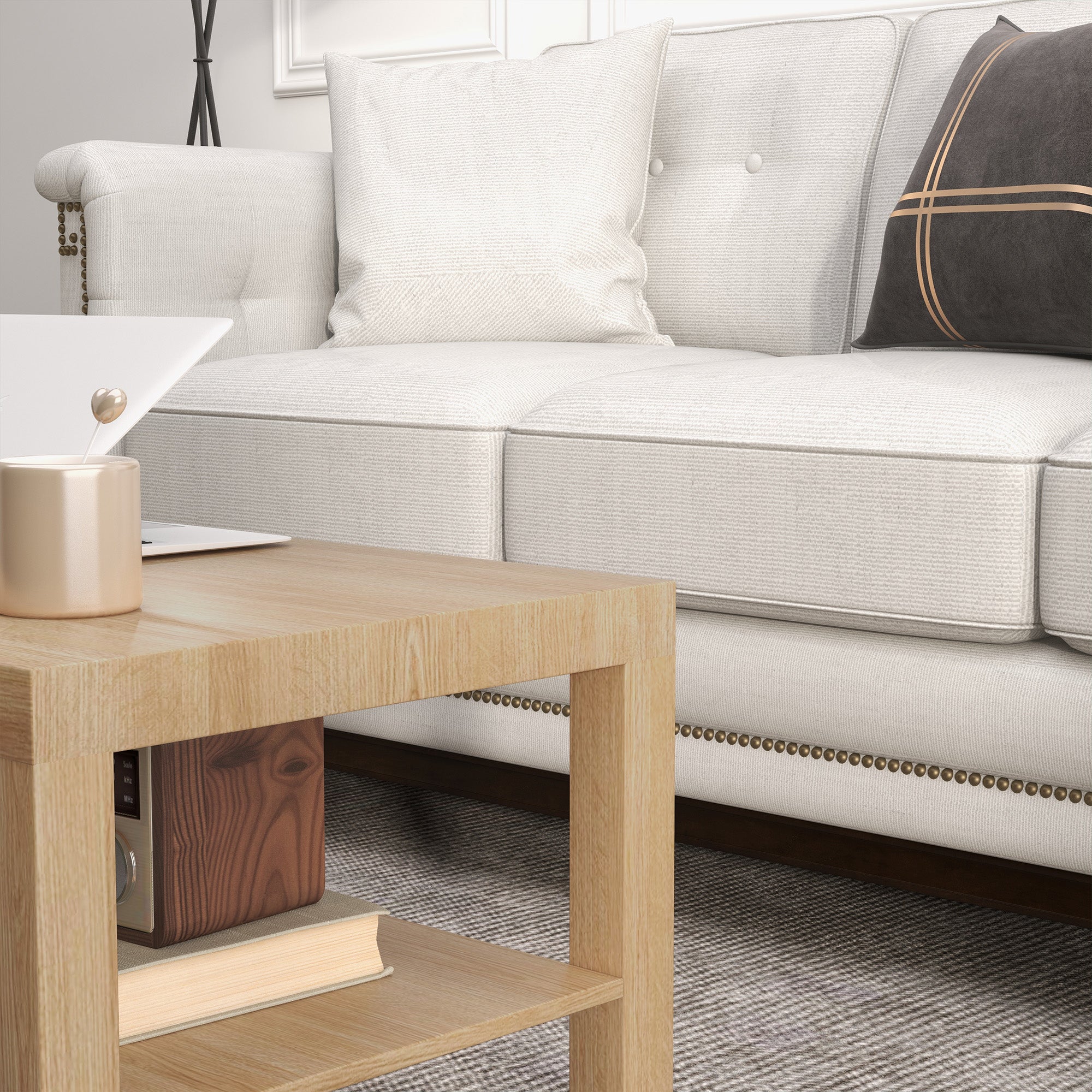 HOMCOM 2-Tier Coffee Table with Storage Shelf, Rectangular Centre Table for Living Room, Home Office, Natural Wood Finish - North Peak Garden Furniture