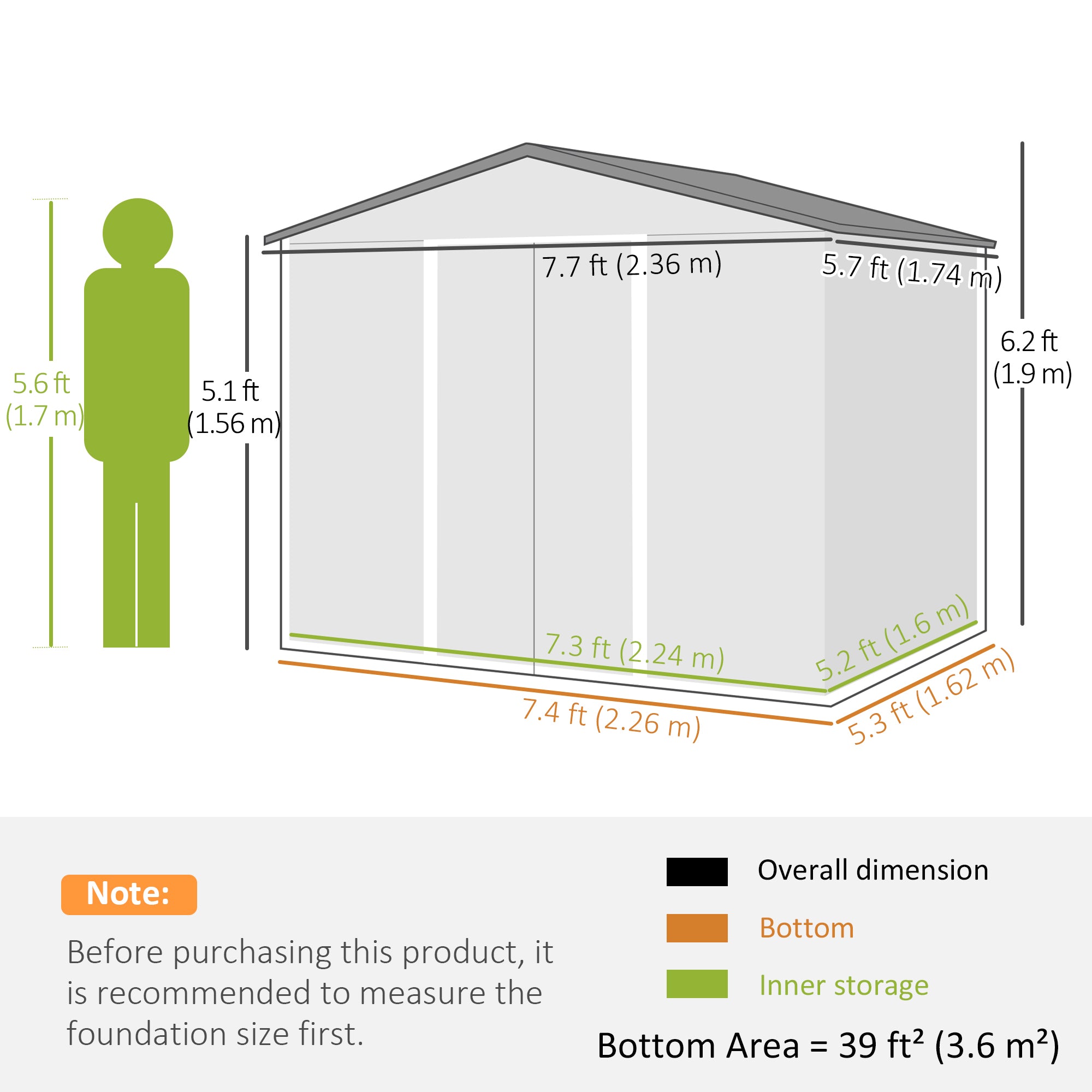 Outsunny 8 x 6ft Outdoor Garden Storage Shed, Metal Tool House with Ventilation and Sliding Doors, Light Grey - North Peak Garden Furniture