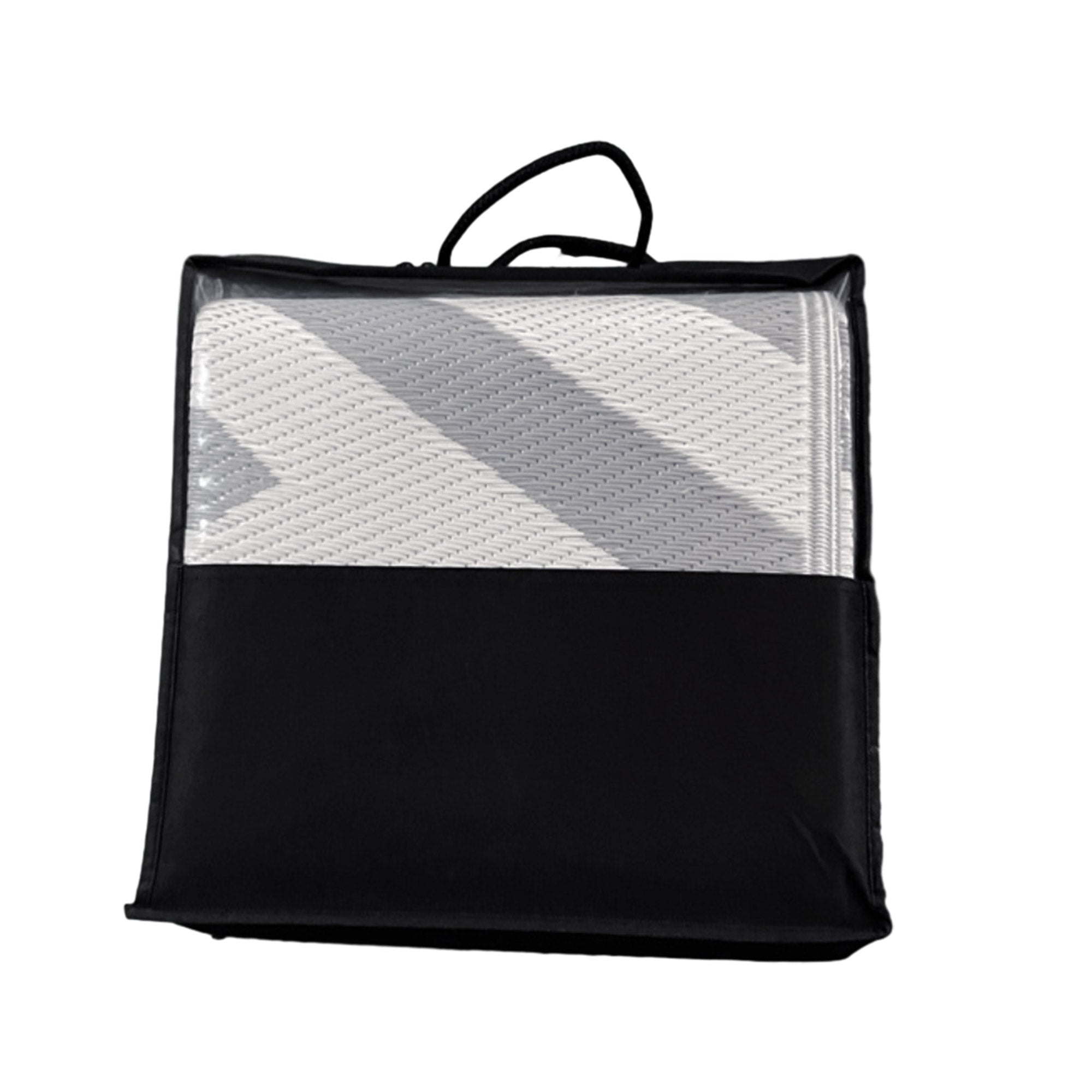 Outsunny Plastic Straw Reversible RV Outdoor Rug with Carry Bag, 182 x 274cm, Grey and Cream - North Peak Garden Furniture