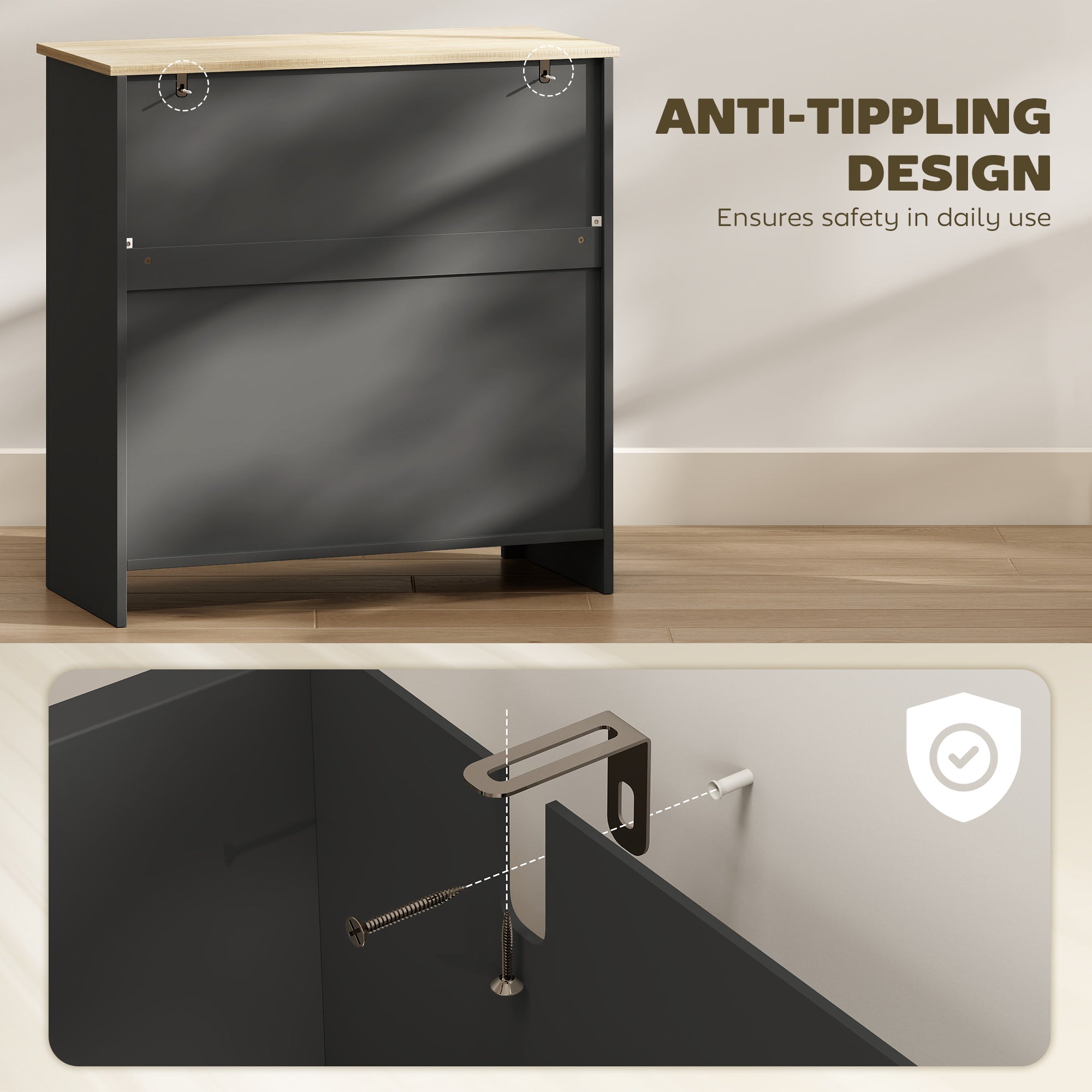 HOMCOM Sideboard Storage Cabinet, Modern Kitchen Cupboard with Adjustable Shelf, Drawer and Double Doors, Black