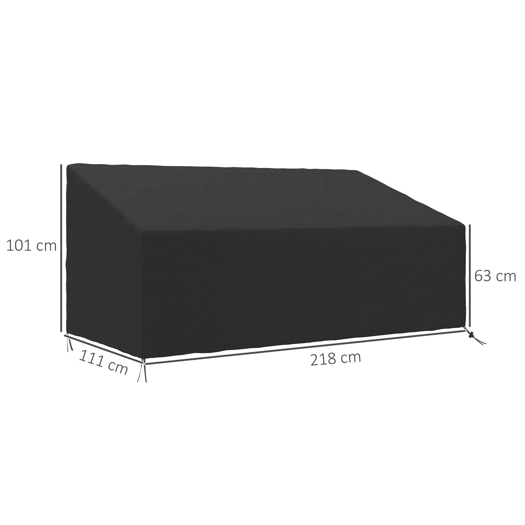 Outsunny 600D Oxford Cloth Garden Furniture Cover Waterproof, 3 Seater Sofa Protector for Patio, Outdoor, Black, 218 x 111 x 63-101 cm - North Peak Garden Furniture