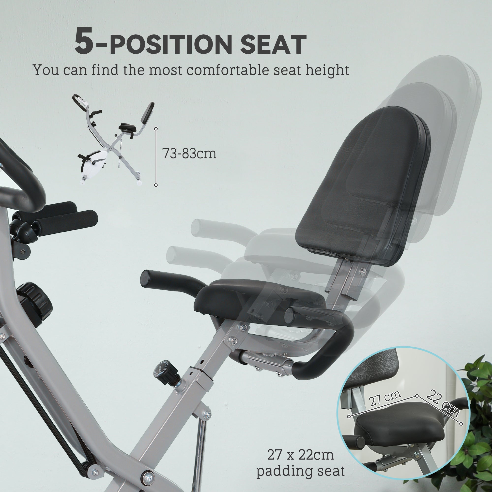 SPORTNOW 5-In-1 Folding Exercise Bike with Arm Workout Bands, Quiet 8-Level Magnetic Resistance Foldable Exercise Bike with LCD, Tablet Holder, Hand Pulse Sensor for Home Use Indoor Cycling, White - North Peak Garden Furniture