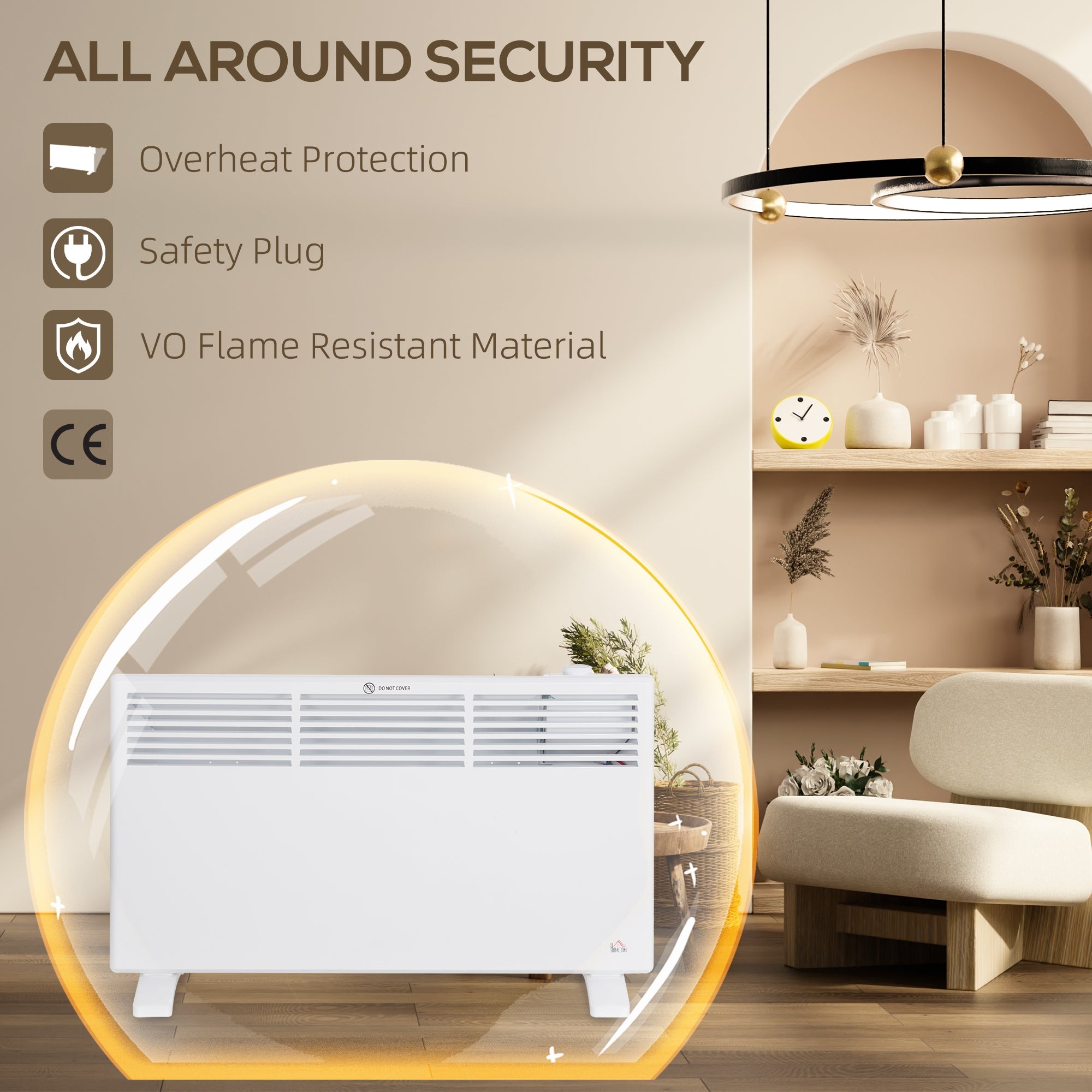 HOMCOM 1500W Convector Heater - White - North Peak Garden Furniture