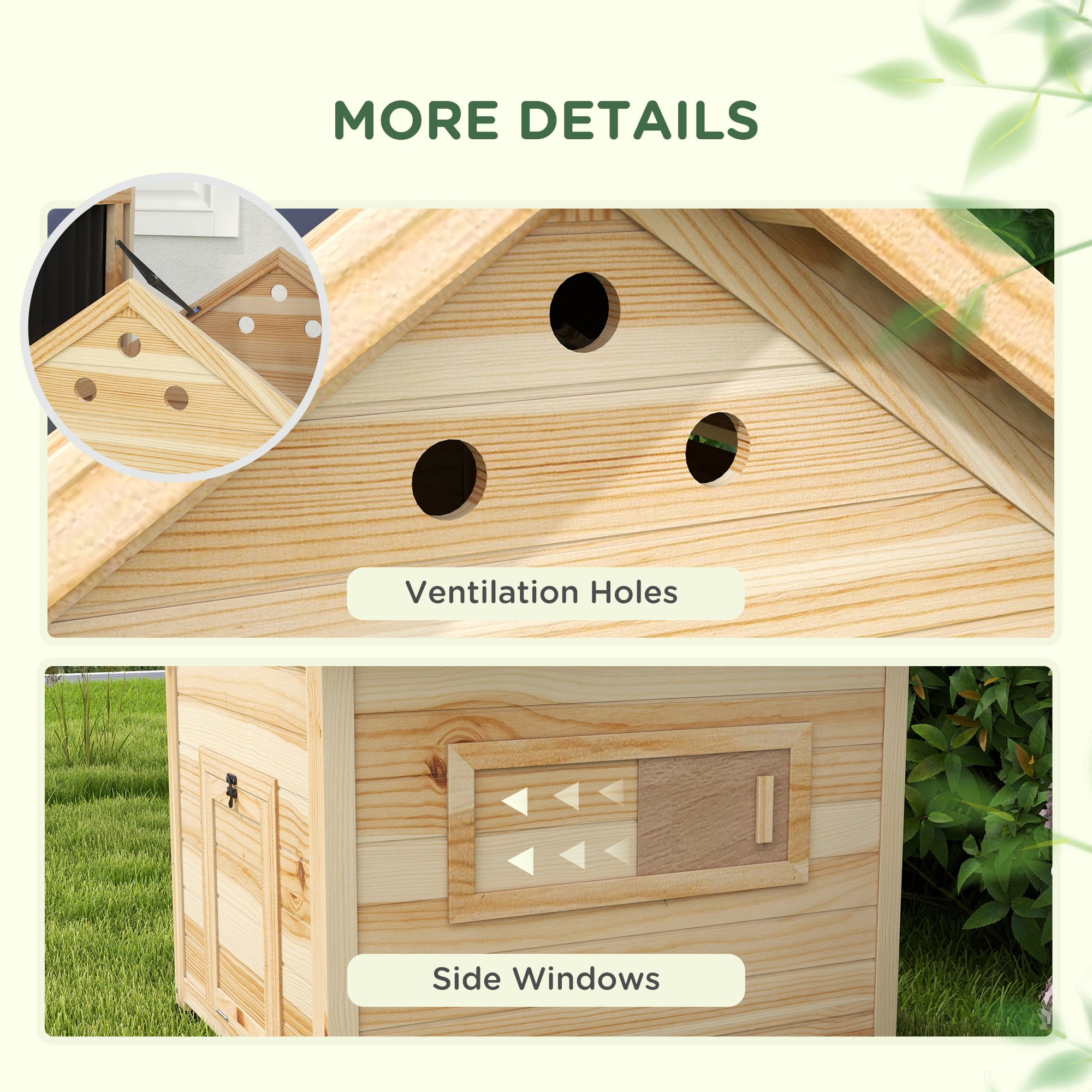 PawHut Wooden Duck House with Double Doors, Openable Roof, Ventilation Holes, Removable Base, Natural Wood Finish - North Peak Garden Furniture