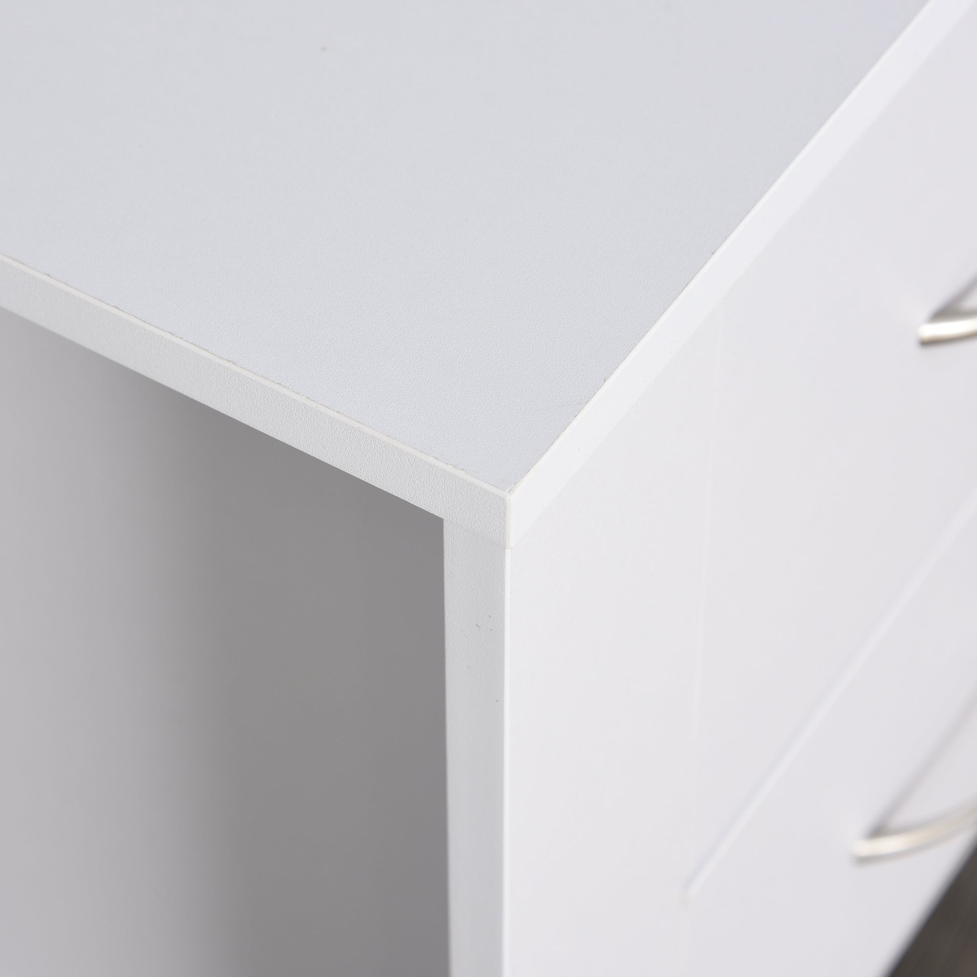 HOMCOM Bedside Table with 2 Drawers, Modern Boxy Design, Elevated Base, Melamine Finish, Bedroom Storage, White