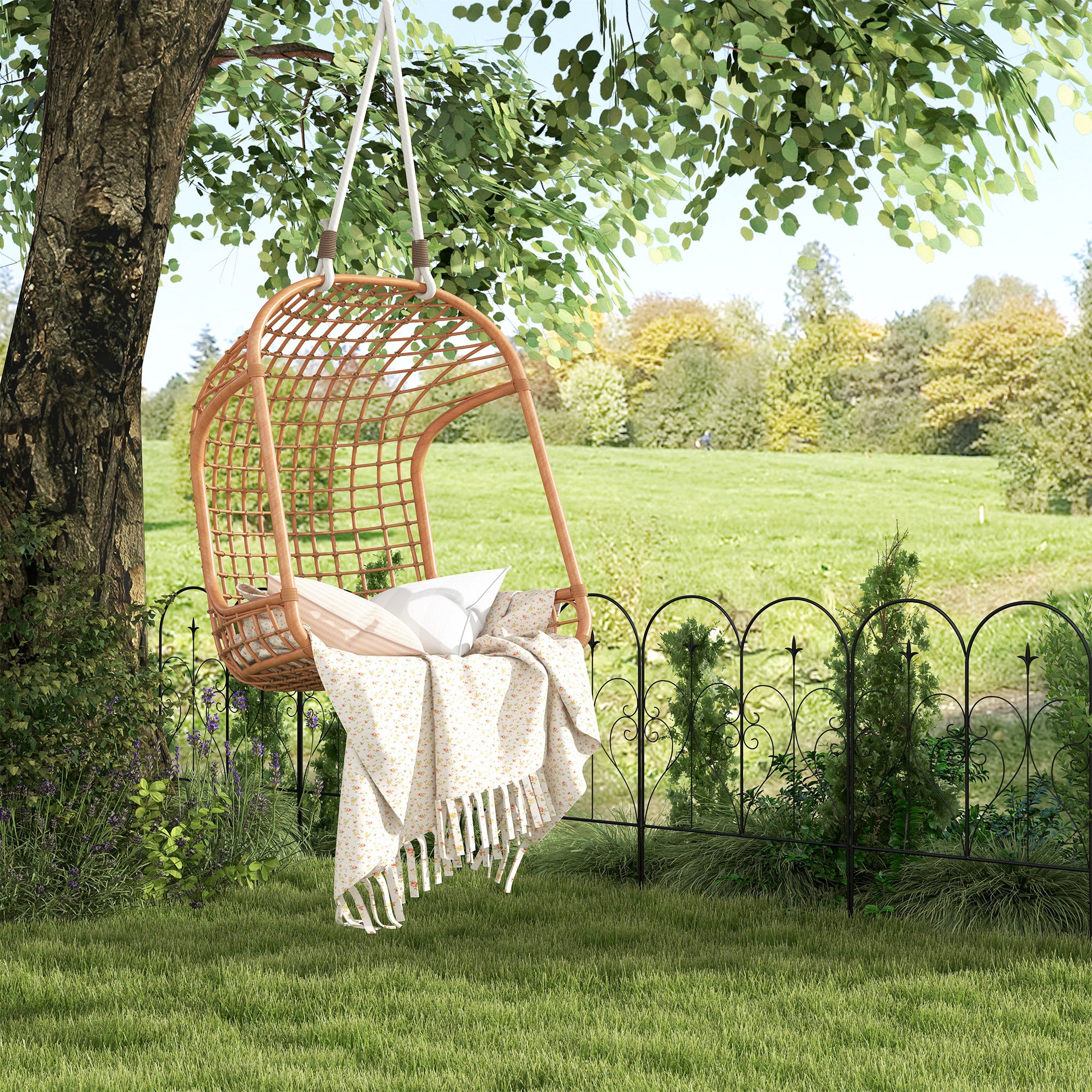 Outsunny Set of Five Decorative Heart Metal Fence Panels - Black - North Peak Garden Furniture