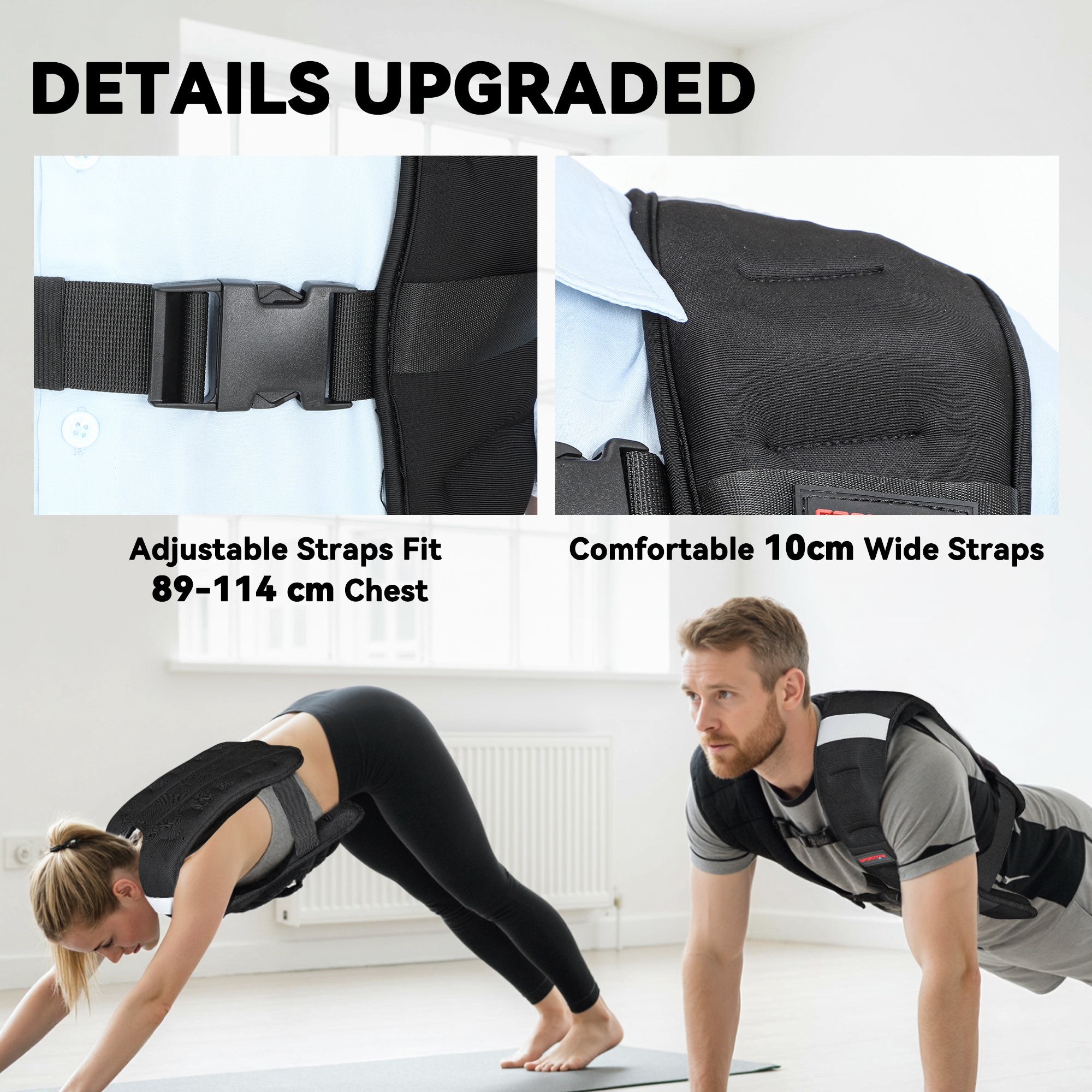 SPORTNOW Weighted Vest, 5 kg Weight Vest with Adjustable Straps, Reflective Strips, Black