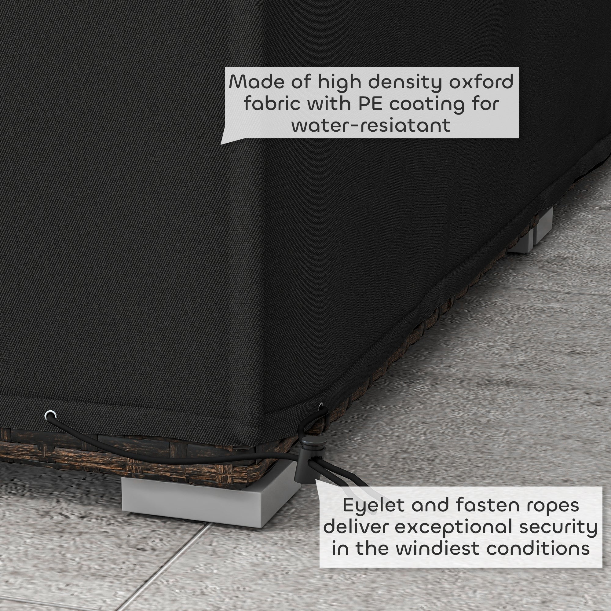 Outsunny 155 x 222cm Waterproof Furniture Cover - Black - North Peak Garden Furniture