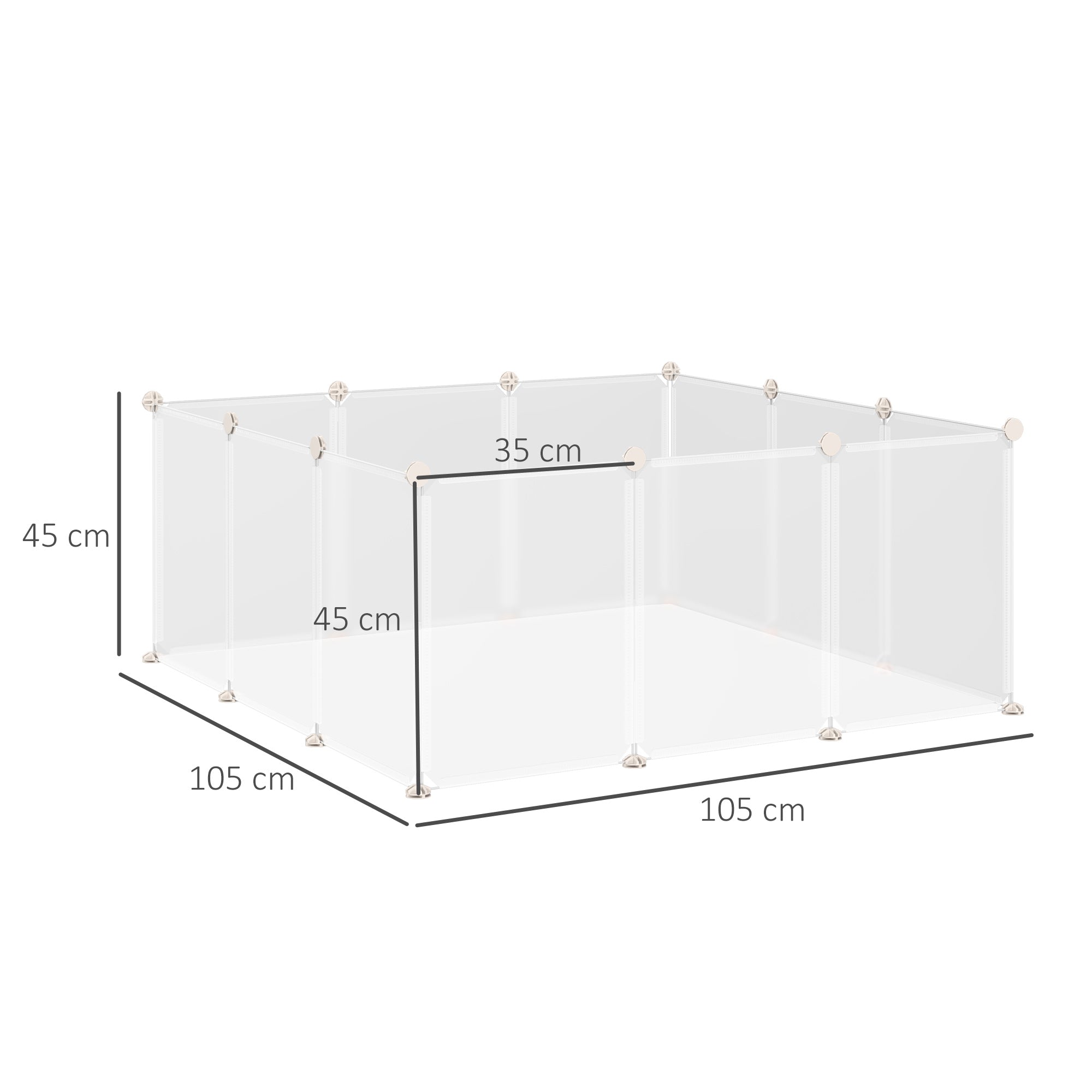 PawHut Pet Playpen DIY Small Animal Cage Open Enclosure Portable Plastic Fence 12 Panels for Hedgehog Bunny Chinchilla Guinea Pig White - North Peak Garden Furniture