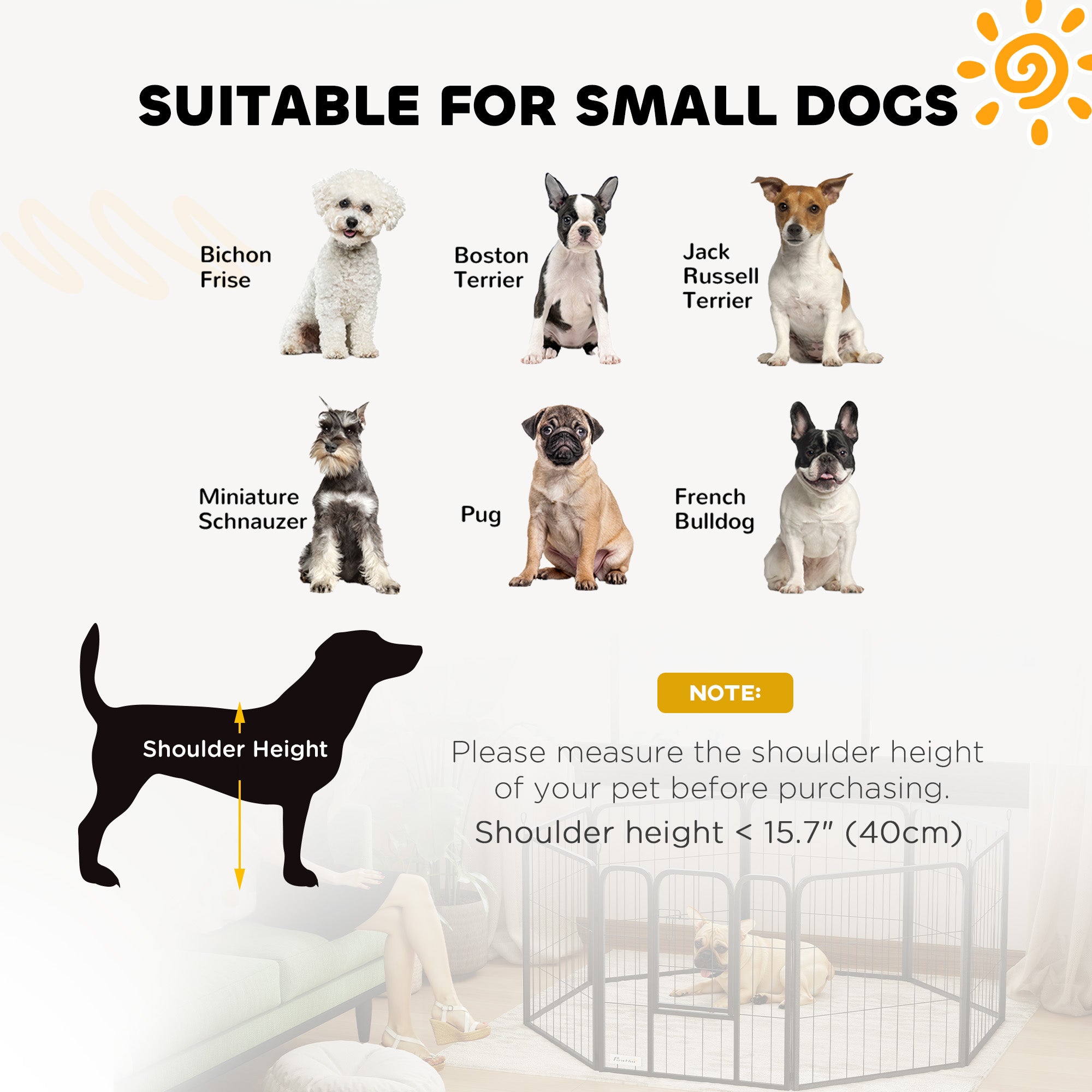 PawHut 8 Panels Heavy Duty Dog Playpen with Door Indoor Outdoor, for Small Dogs, 60cm High - North Peak Garden Furniture
