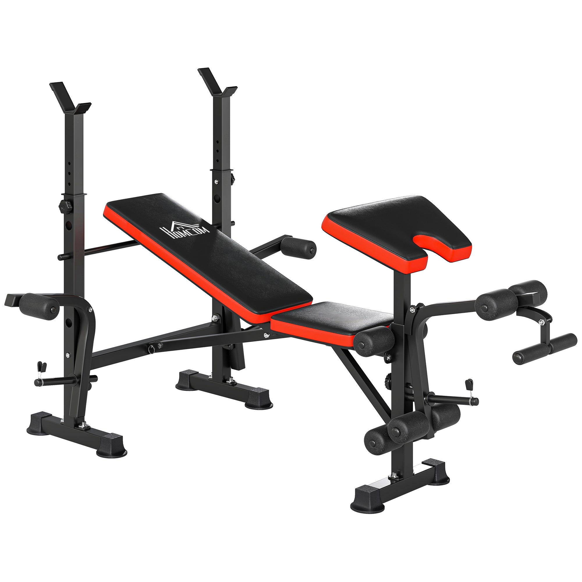 HOMCOM Adjustable Weight Bench with Leg Developer Barbell Rack for Weight Lifting and Strength Training Multifunctional Workout Station for Home Gym Fitness