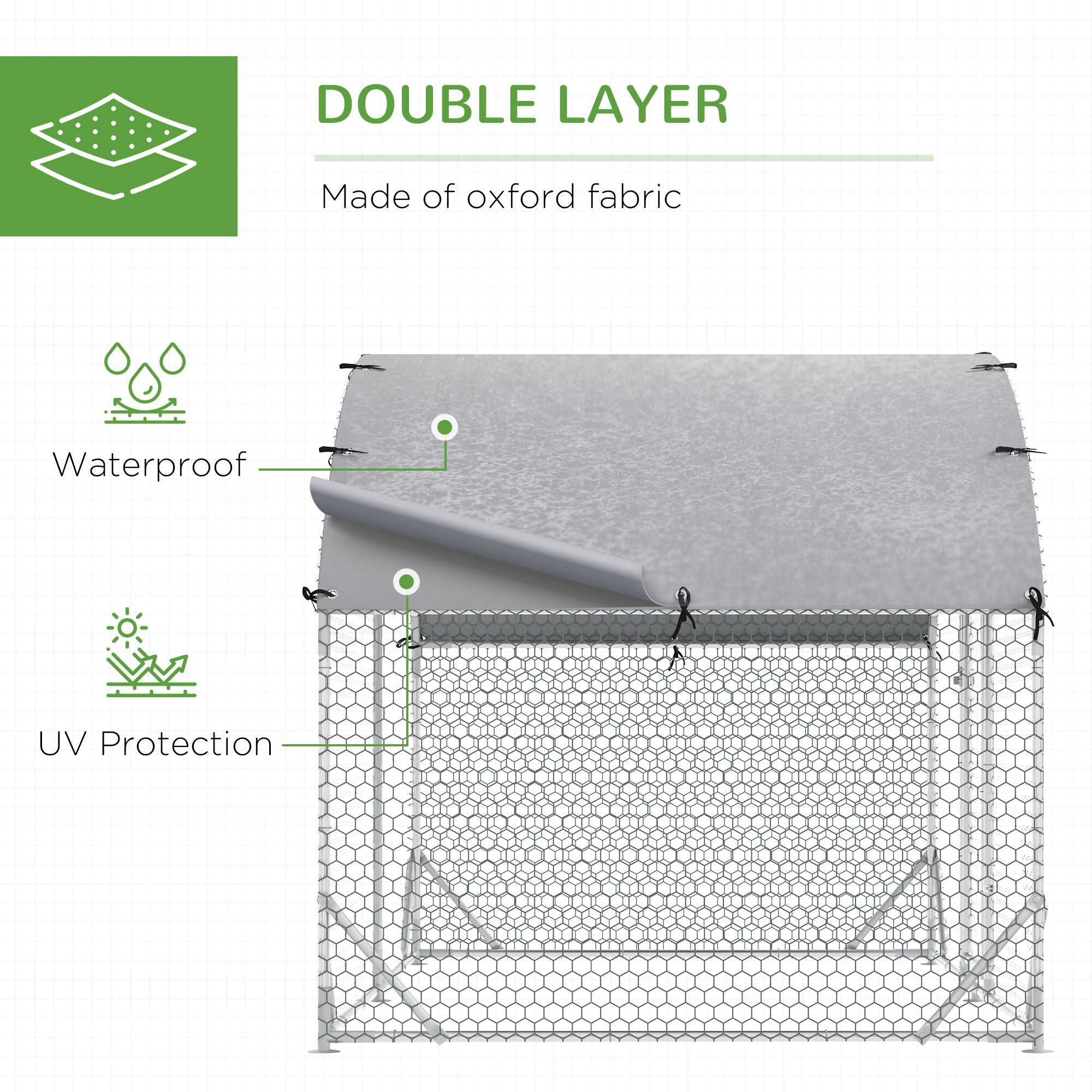 PawHut Walk In Chicken Run Galvanised Chicken Coop Hen Poultry House Cage Rabbit Hutch Pet Playpen Garden with Water-Resist Cover, 2.8 x 1.9 x 2m - North Peak Garden Furniture