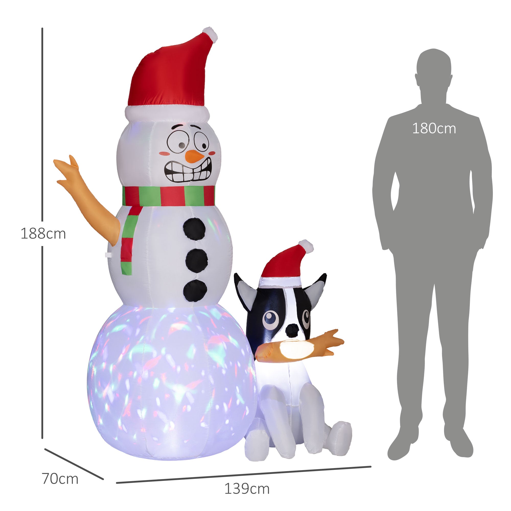 Outsunny 6.2ft Inflatable Santa with Dog Decoration - North Peak Garden Furniture