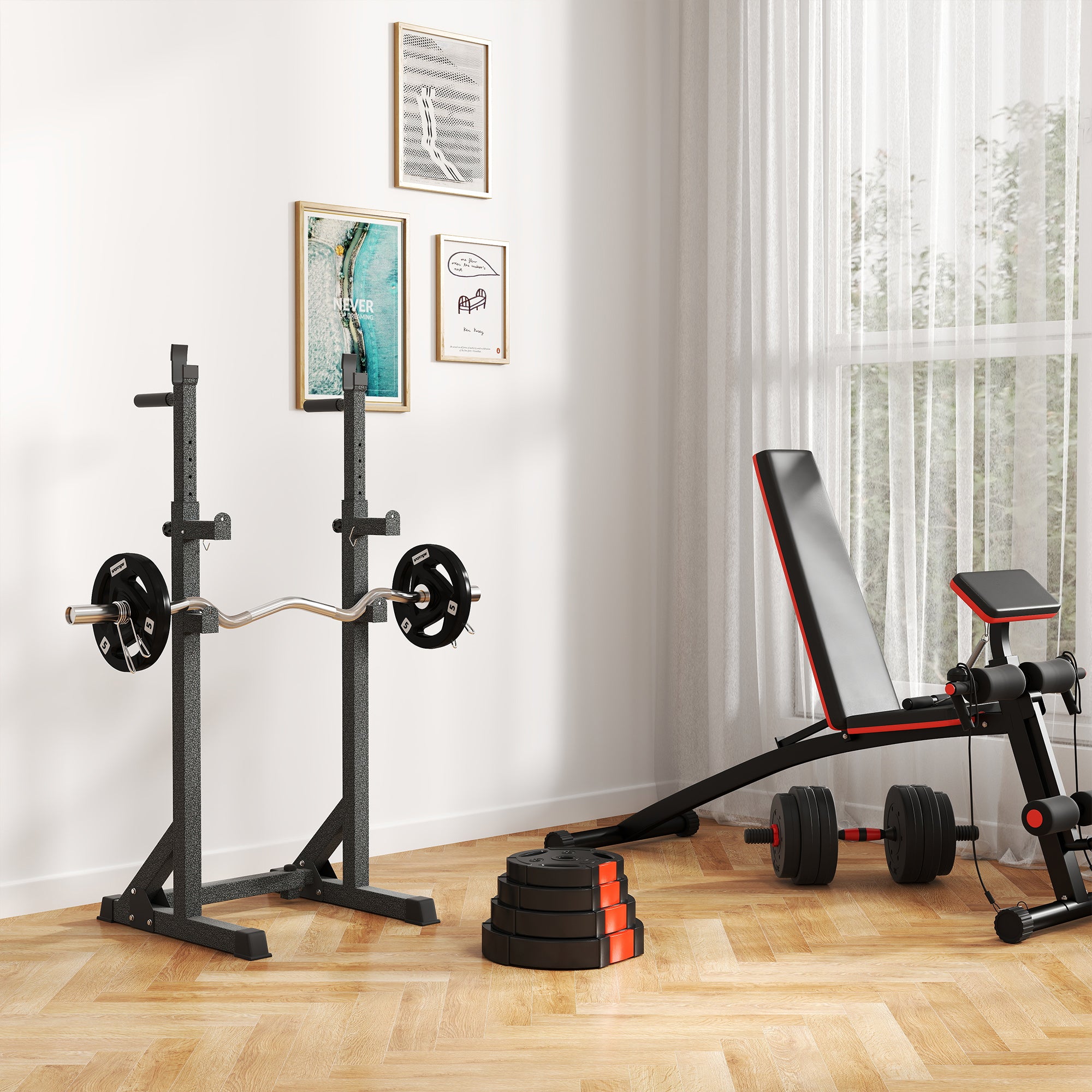 SPORTNOW Olympic Weight Plates Set, with Two 7.5kg and Two 5kg weights, Black
