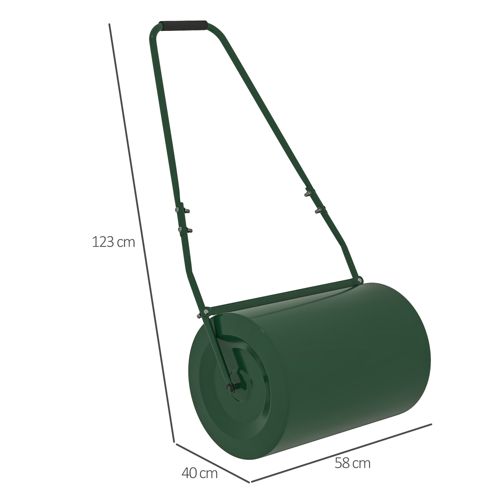Outsunny 63 L Heavy Duty Water Or Sand Filled Φ30cm Garden Steel Lawn Roller Drum - Dark Green - North Peak Garden Furniture
