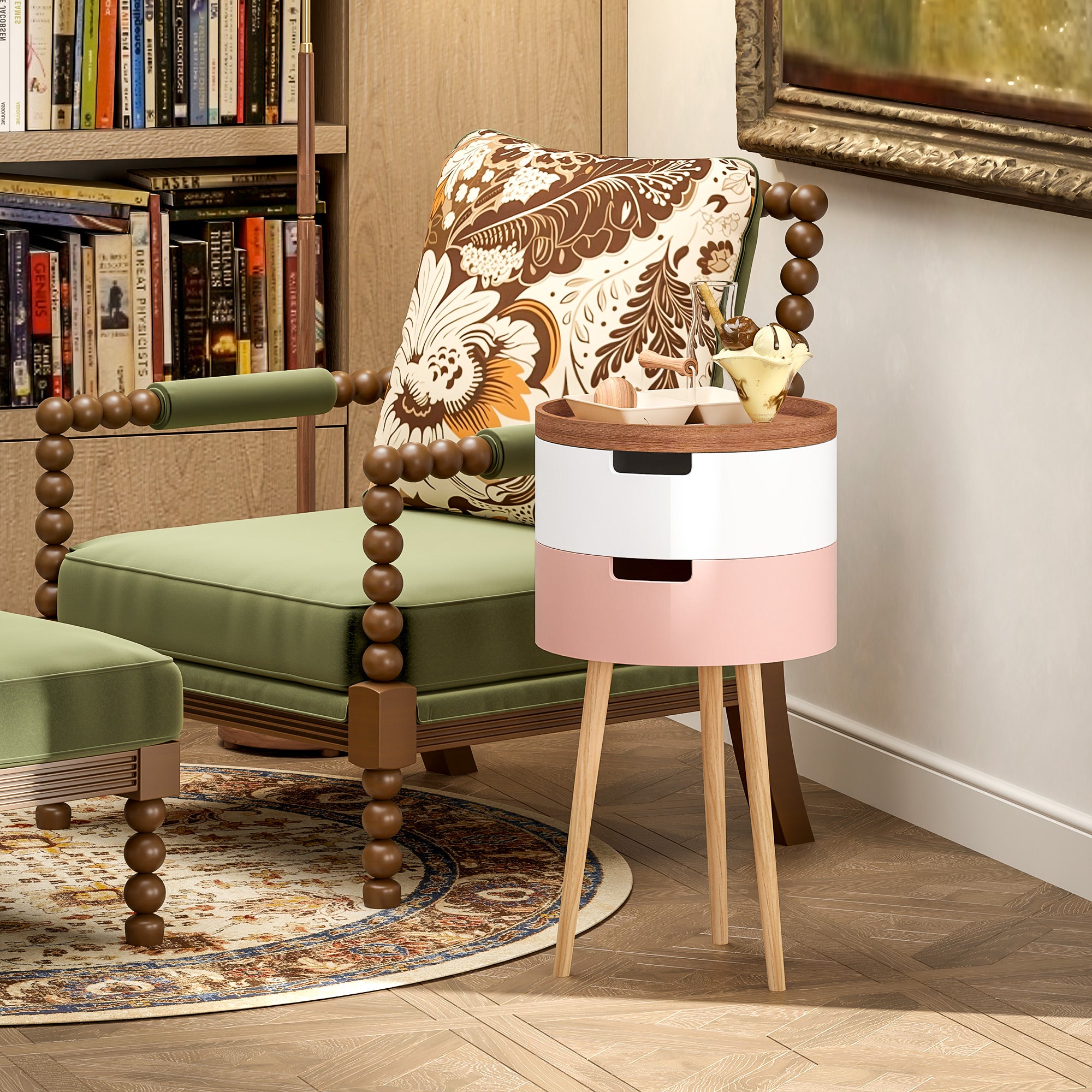 HOMCOM Three-Tier Tray Top Side Table - Multicoloured - North Peak Garden Furniture