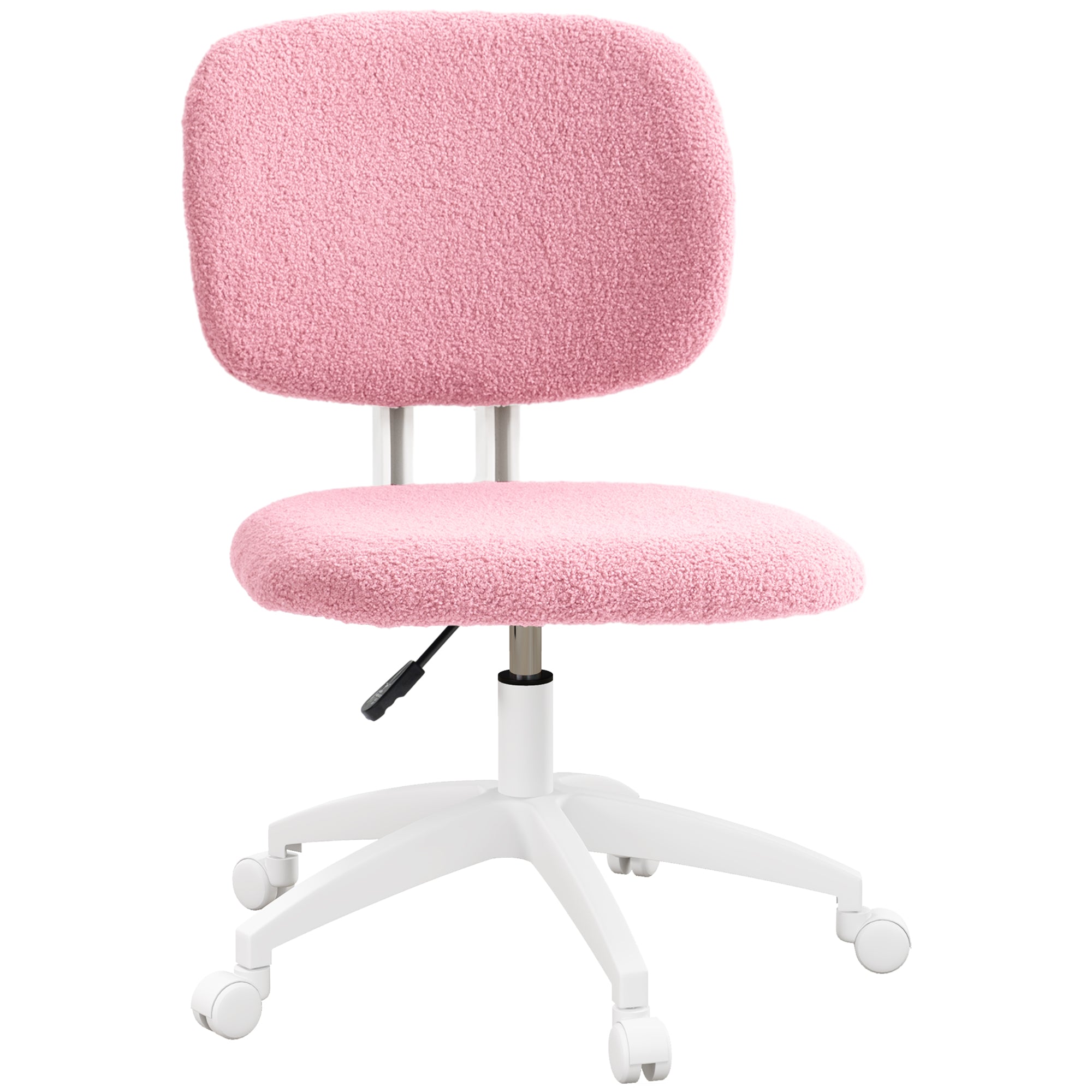 Vinsetto Teddy Fleece Armless Office Chair - Pink - North Peak Garden Furniture