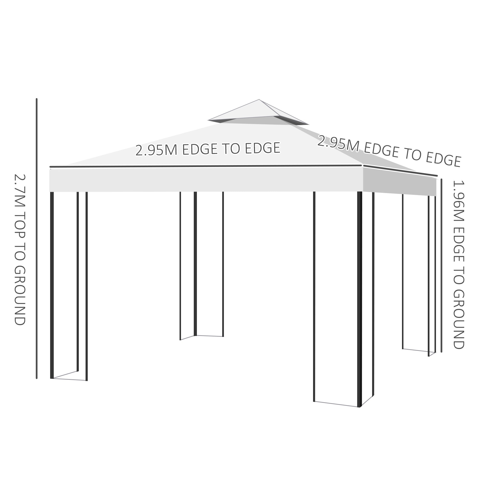 Outsunny 3 x 3m Outdoor Steel Gazebo with 2 Tier Roof, Garden Gazebo Patio Canopy Marquee Shelter with Decorative Steel Frame - Cream - North Peak Garden Furniture