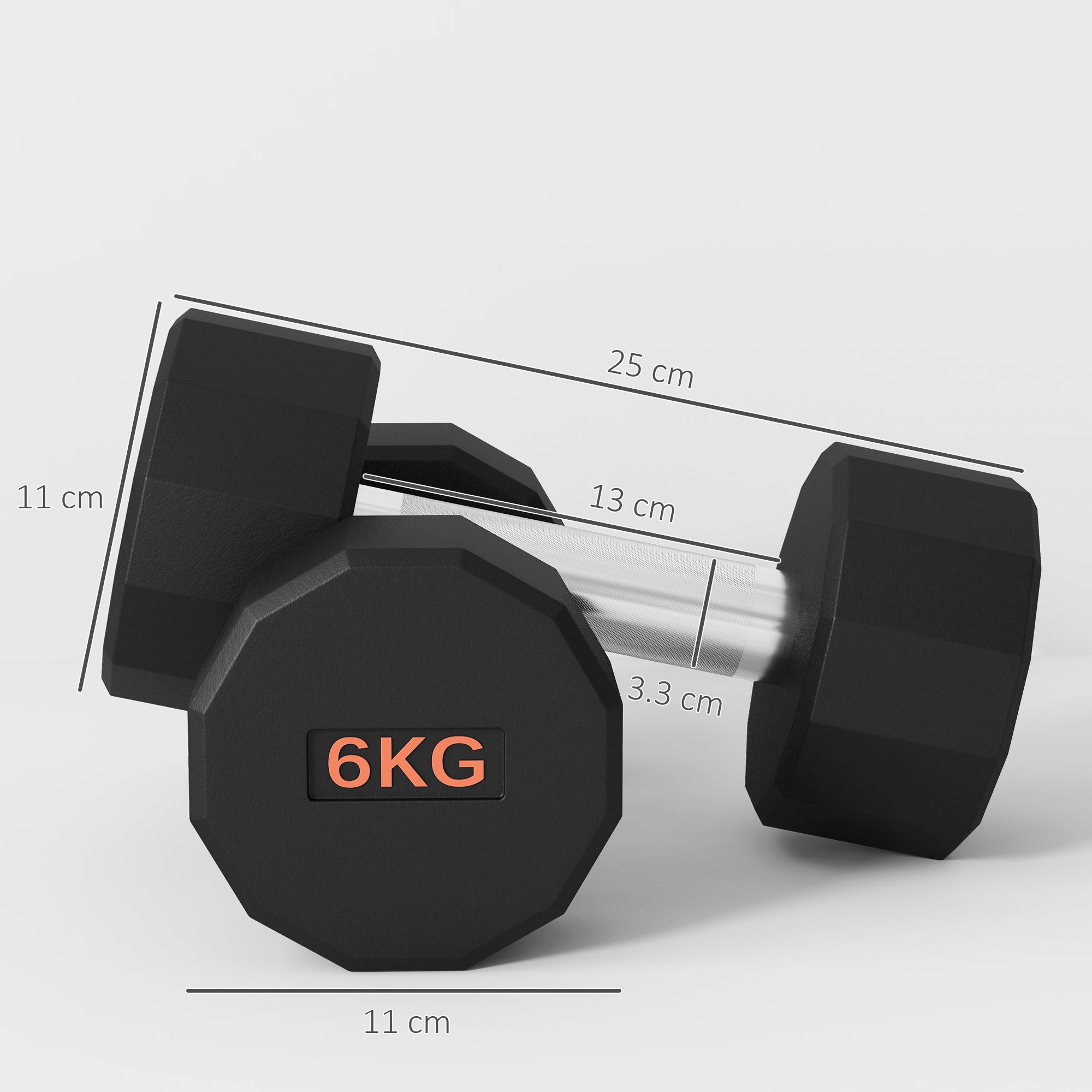 SPORTNOW 2 x 6kg Dumbbells Weights Set with 12-Sided Shape and Non-Slip Grip for Men Women Home Gym Workout - North Peak Garden Furniture