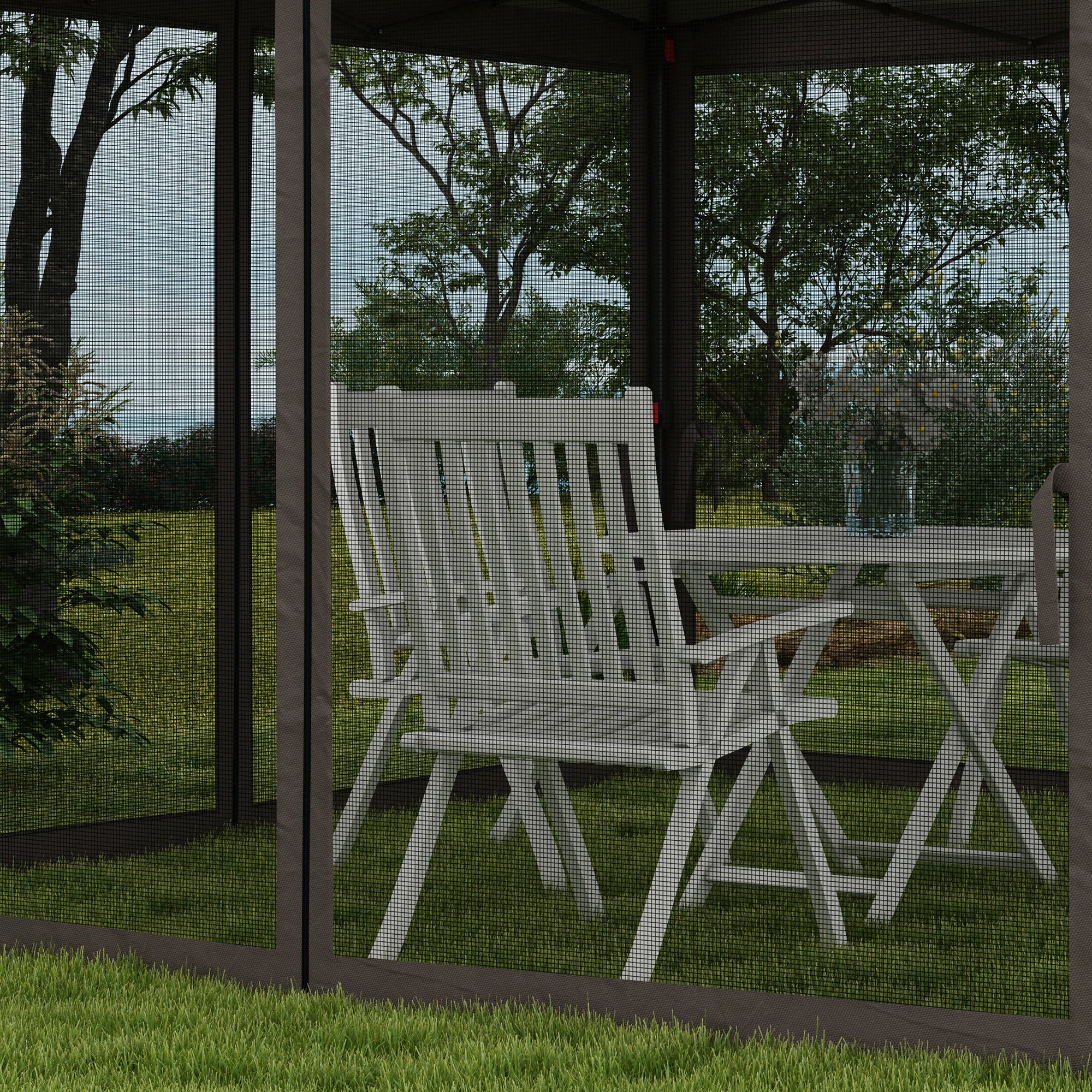 Outsunny 3.25 x 3.25m Deluxe Metal Gazebo, with Curtains - Brown and Grey - North Peak Garden Furniture