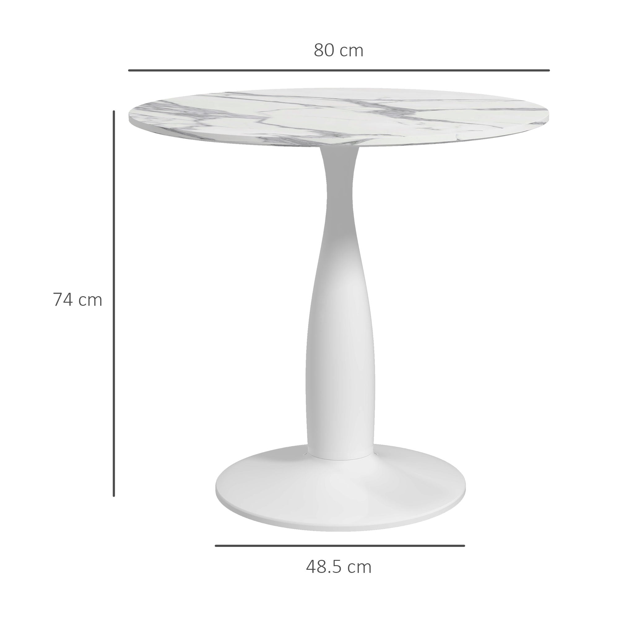 HOMCOM Round Dining Table, Modern Dining Room Table with Steel Base, Non-slip Foot Pad, Space Saving Small Dining Table - North Peak Garden Furniture
