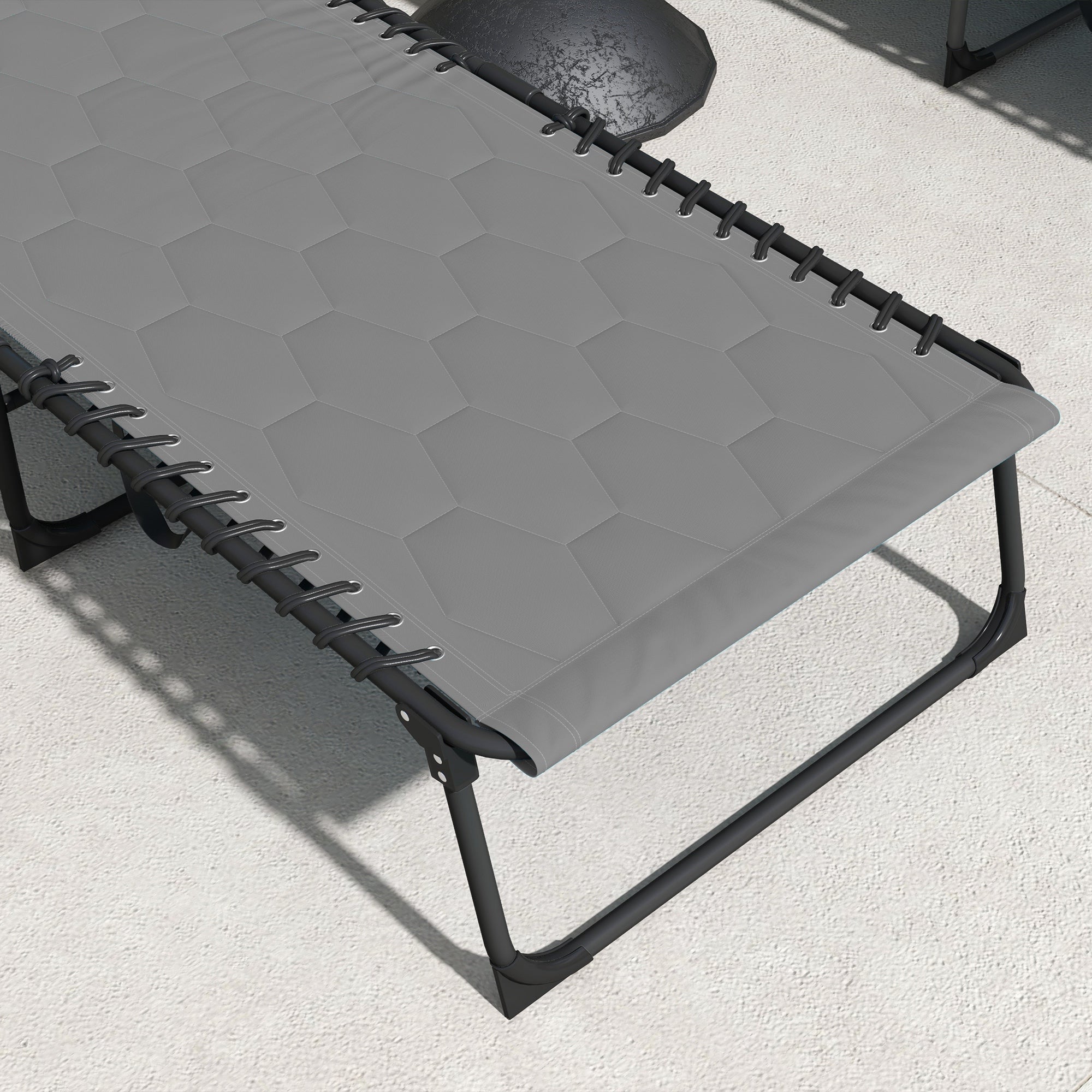 Outsunny Set of Two Sun Loungers, with Five-Position Reclining Backs - Grey - North Peak Garden Furniture