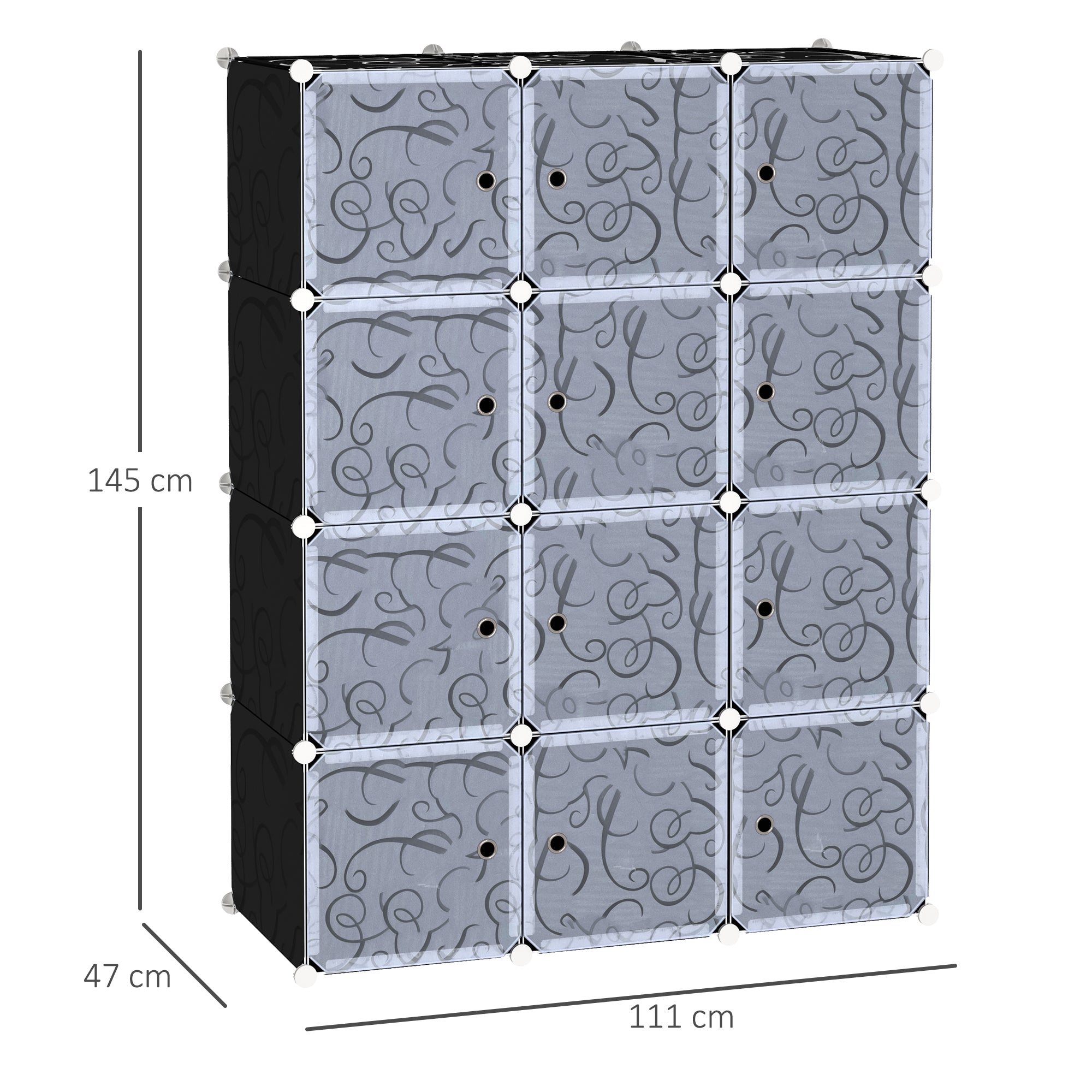 HOMCOM Modular Wardrobe: Interlocking Plastic Cubes for Bedroom Clothes Storage, White Organiser