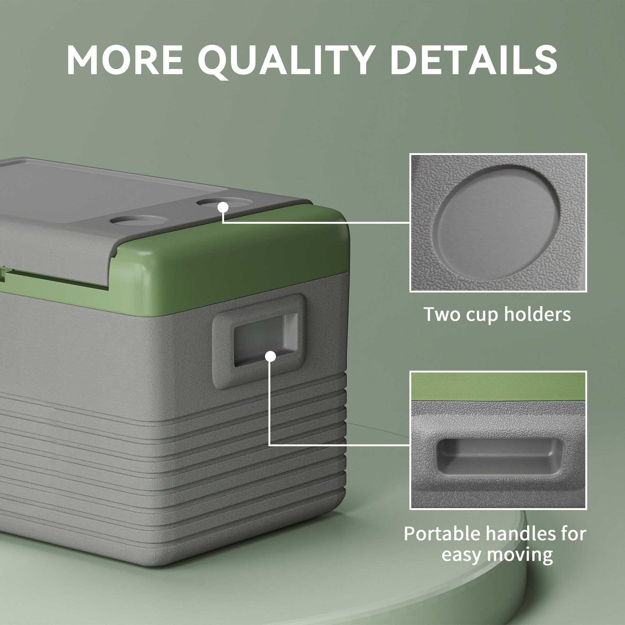 Outsunny 30L Portable Car Refrigerator - Light Green and Grey - North Peak Garden Furniture