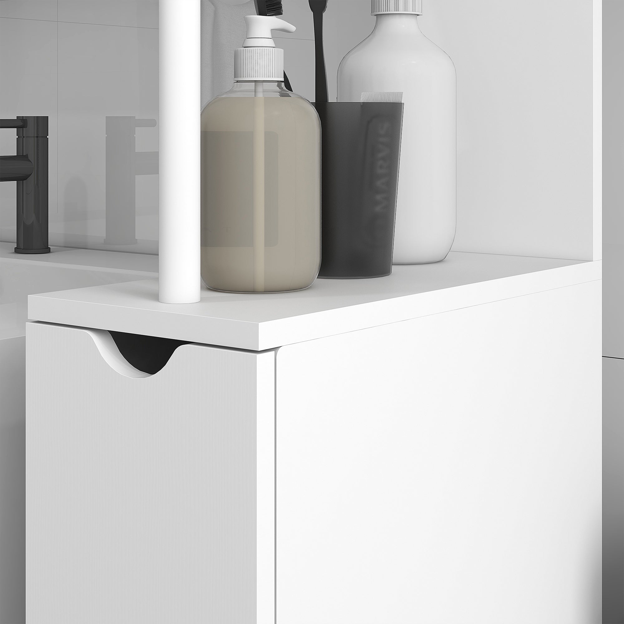 kleankin Slim Bathroom Storage Cabinet with Drawers, Tall Bathroom Cupboard with 2-Tier Shelf, White - North Peak Garden Furniture
