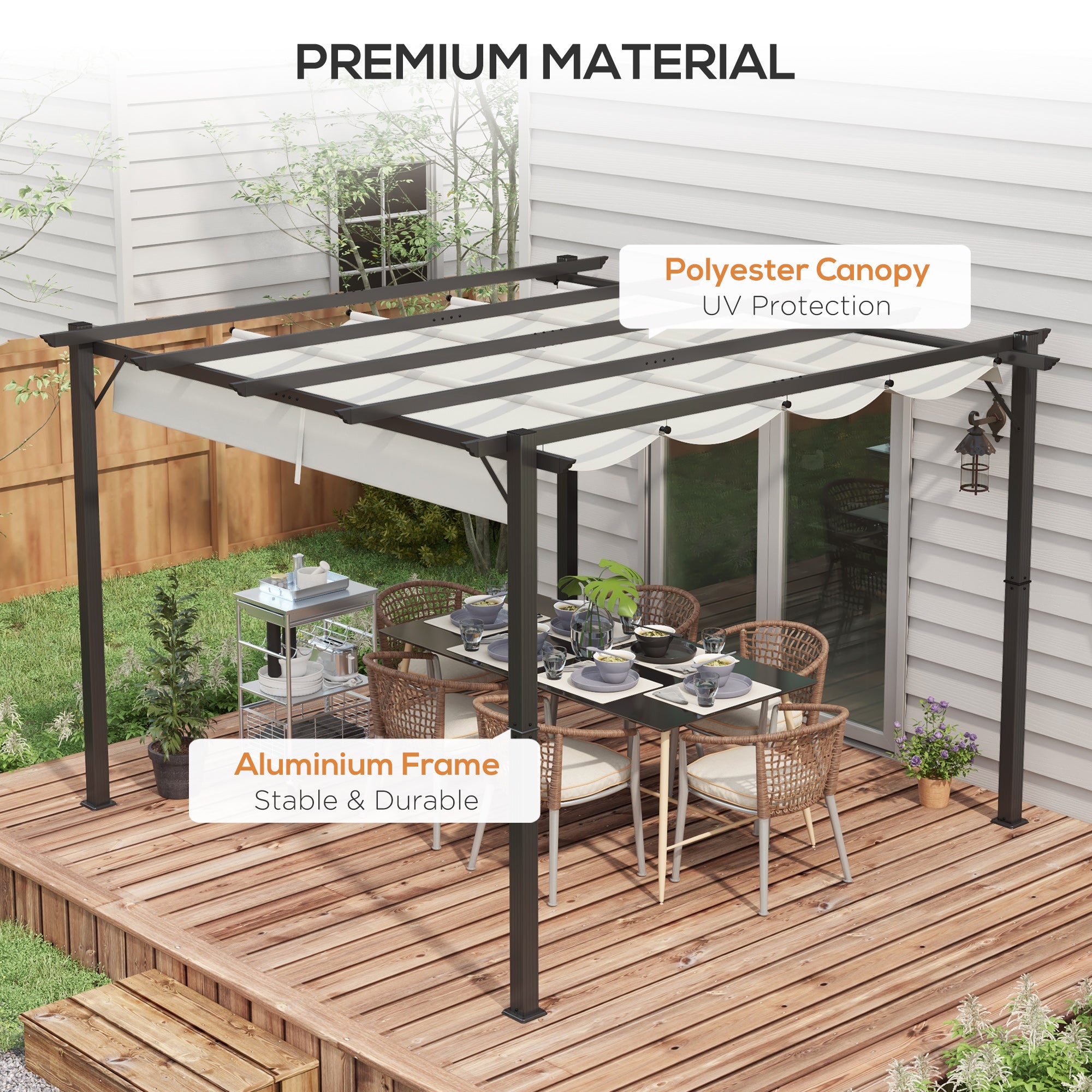 Outsunny 3 x 3(m) Aluminium Pergola Canopy Gazebo Awning Outdoor Garden Sun Shade Shelter Marquee Party BBQ, Light Grey - North Peak Garden Furniture