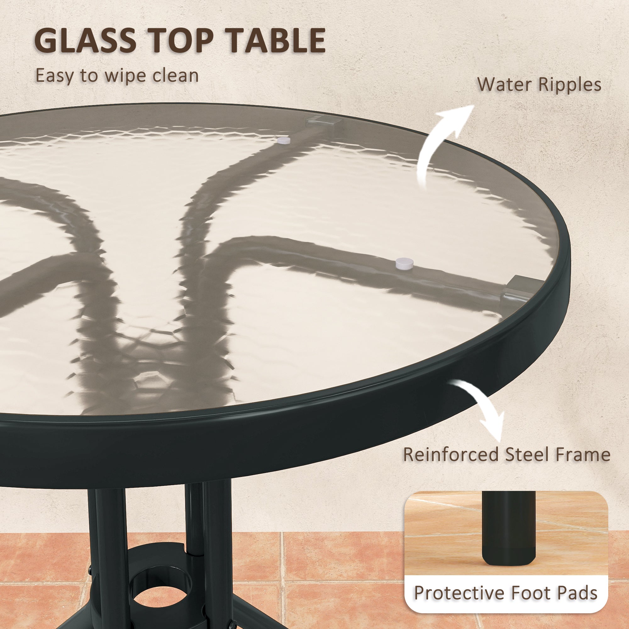 Outsunny 3 Pieces Patio Bistro Set with Stackable Chairs, Tempered Glass Table, for Outdoor, Balcony, Patio, Garden Charcoal Grey - North Peak Garden Furniture