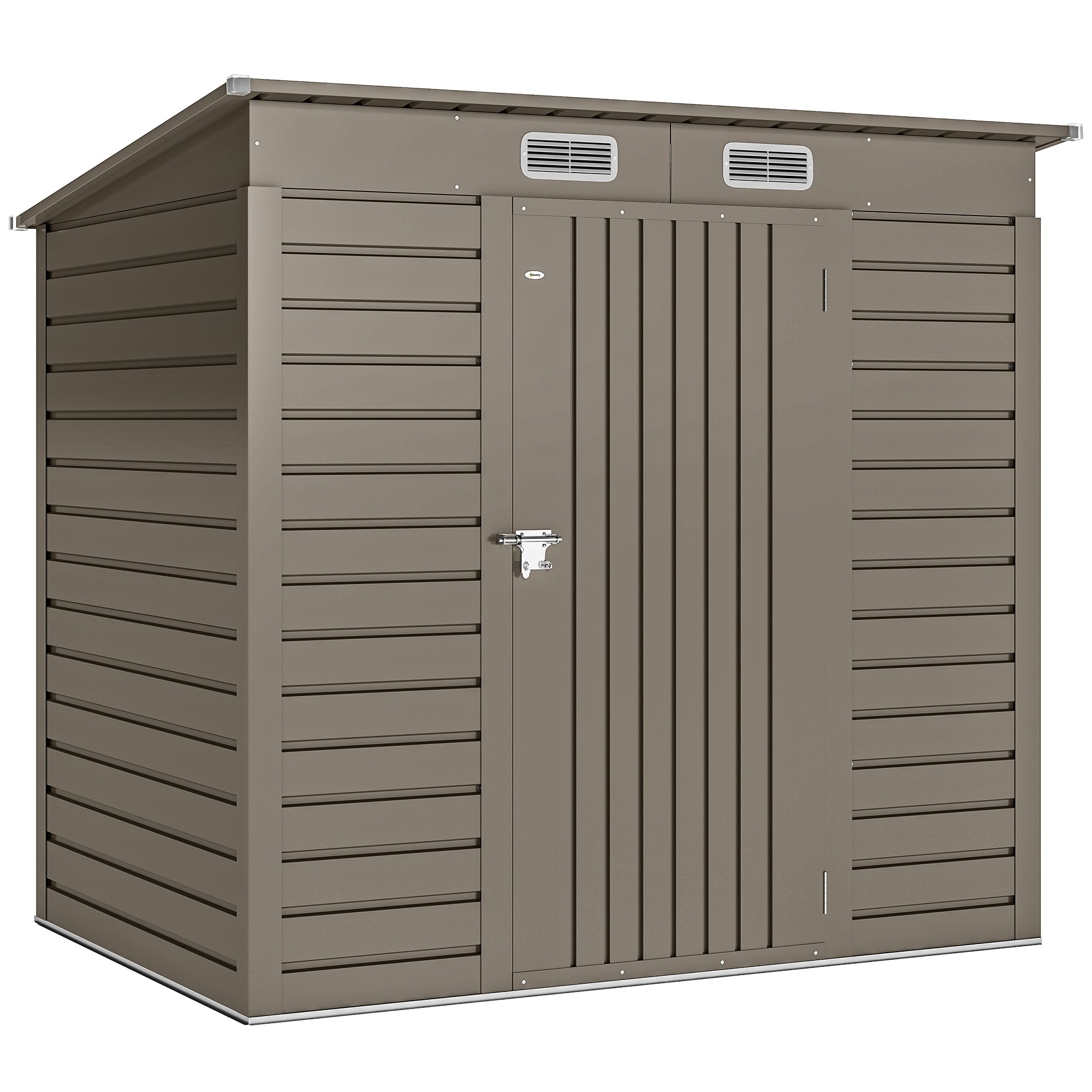Outsunny 4 x 6ft Galvanised Metal Garden Shed, with Locking Door - Grey