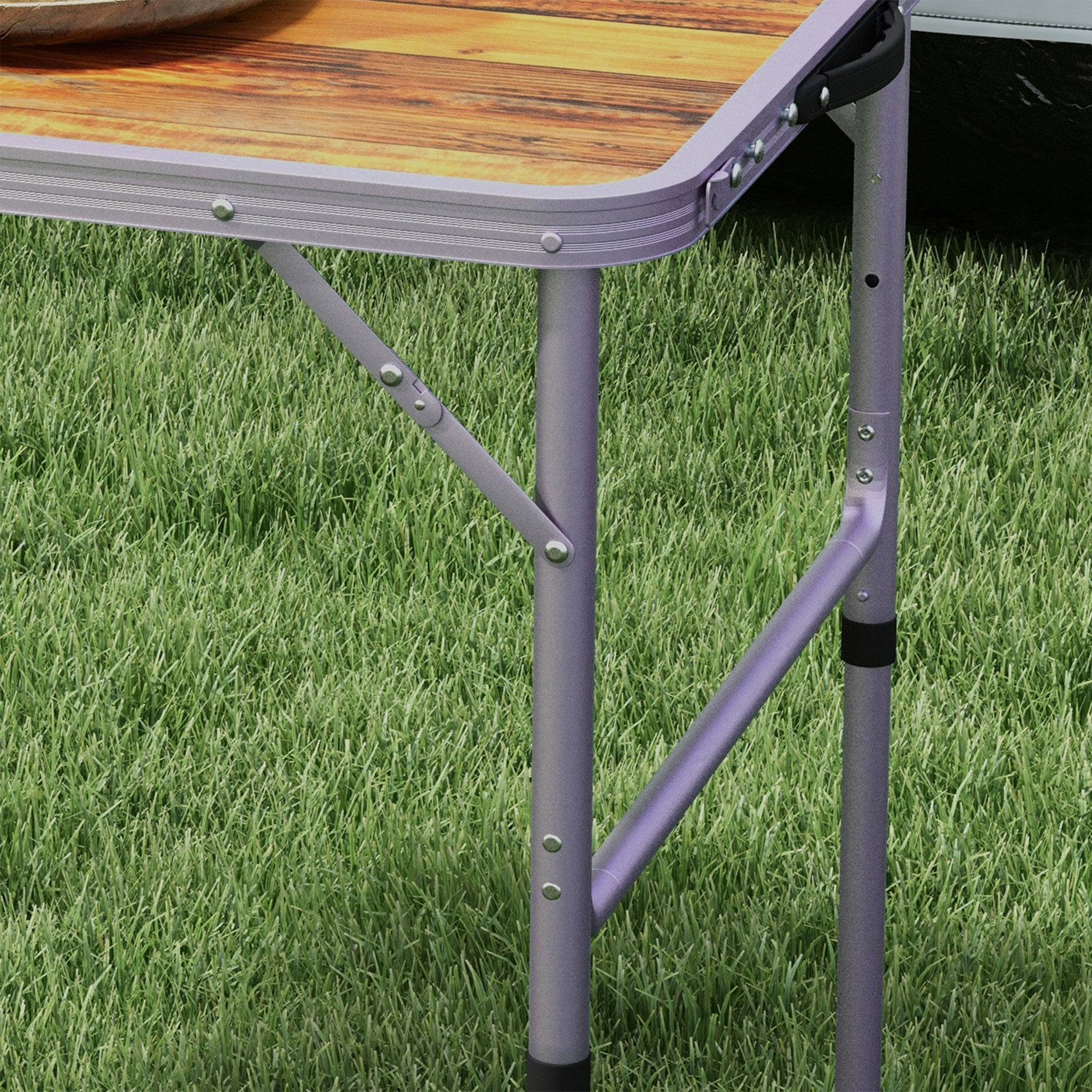 Outsunny 3ft Folding Camping Table Height Adjustable Aluminium Outdoor Garden Party Picnic BBQ Trestle Table Field Kitchen - North Peak Garden Furniture