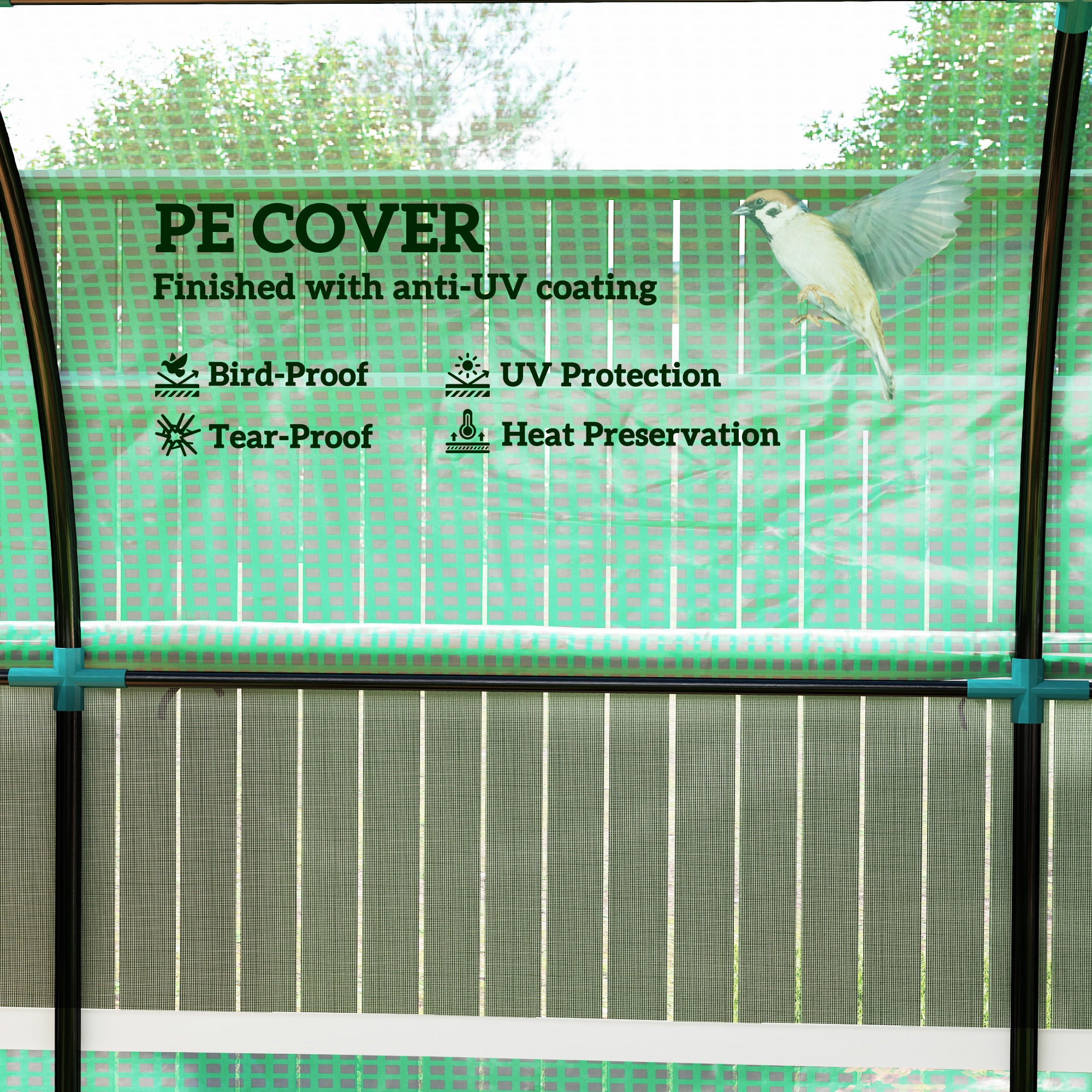 Outsunny 300 x 200cm Walk-In Polytunnel Greenhouse - Green - North Peak Garden Furniture